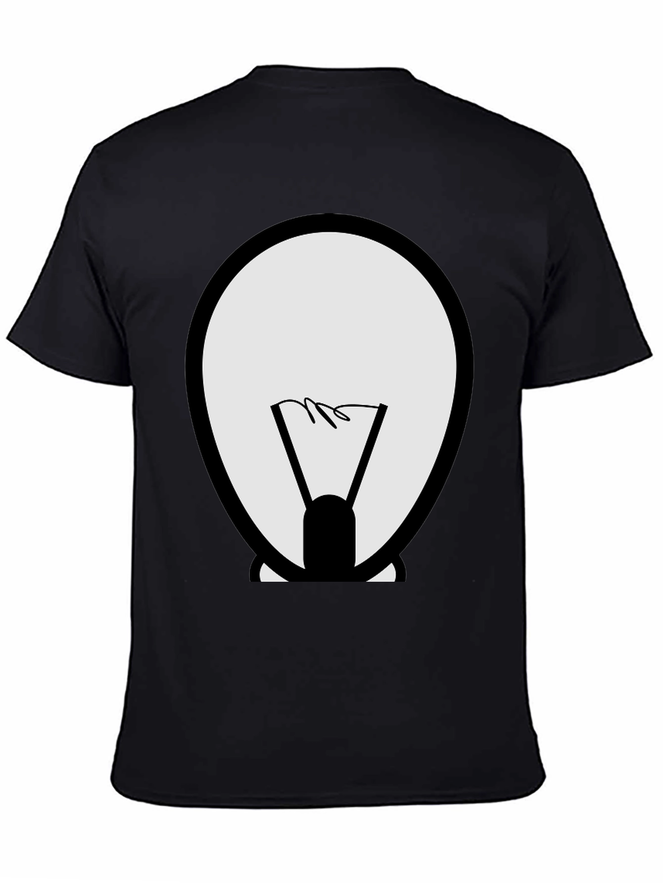Cartoon Light Bulb Graphic Tee - Black Cotton Shirt