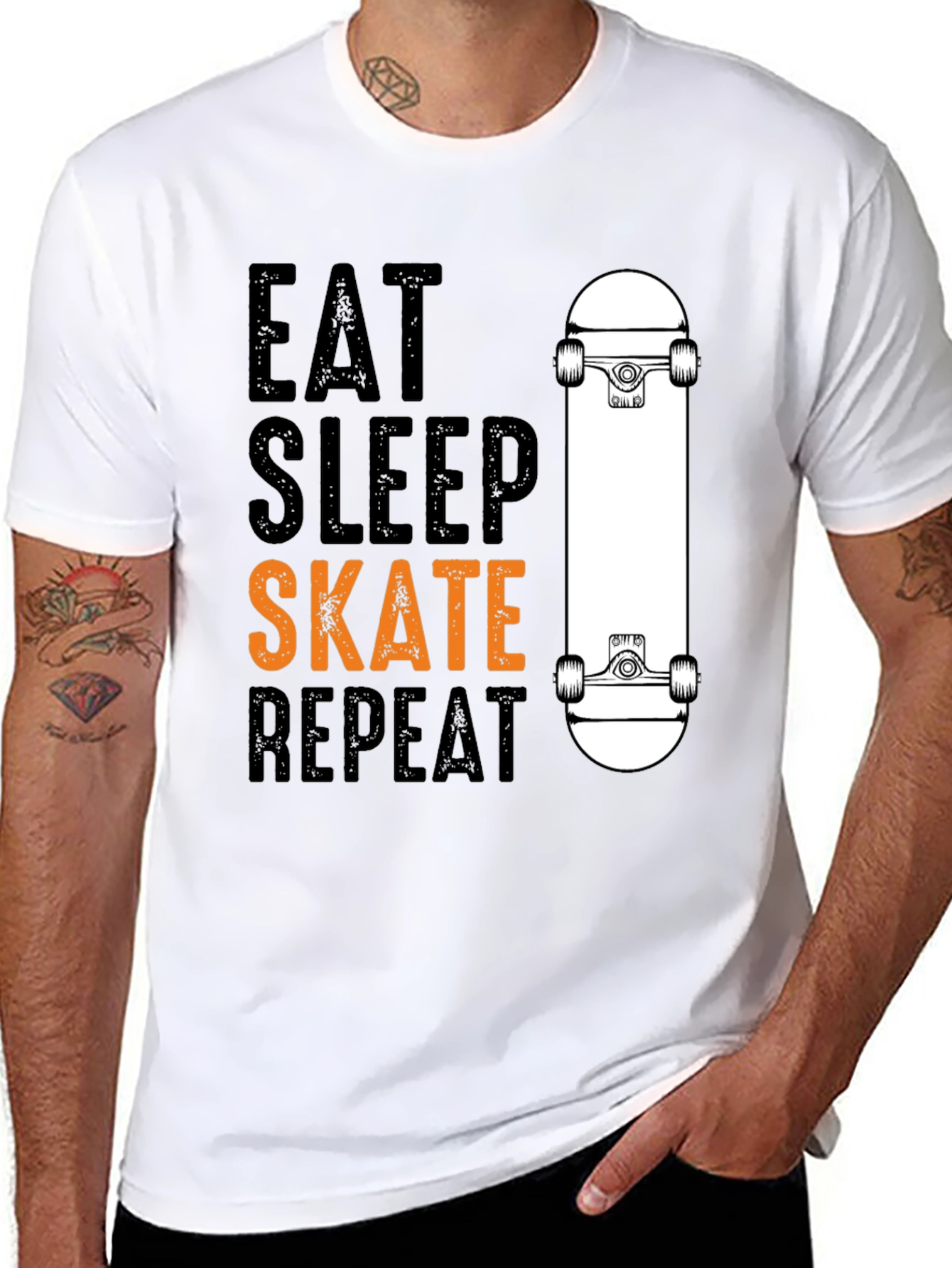 Eat Sleep Skate Repeat T-Shirt - Skateboarder Tee