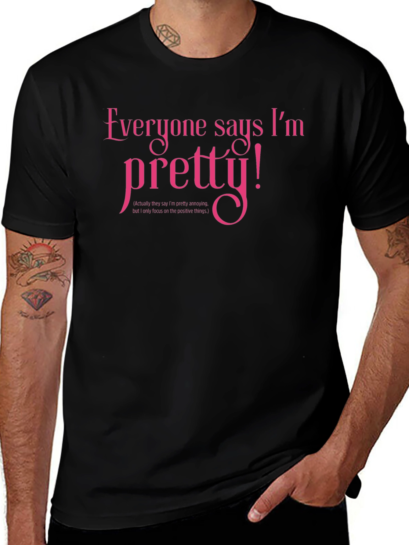 Pretty! Novelty Graphic T-Shirt - Black