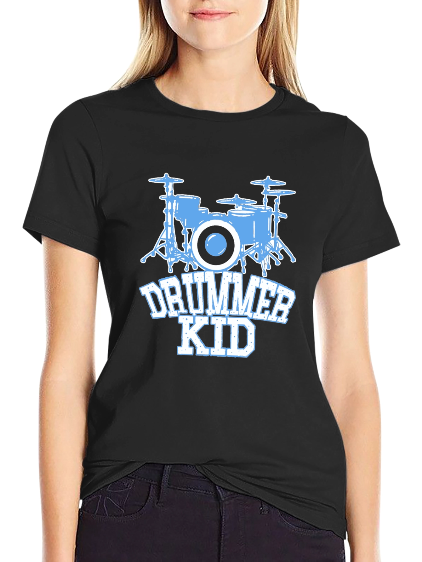 Drummer Kid T-Shirt - Black Cotton Tee
