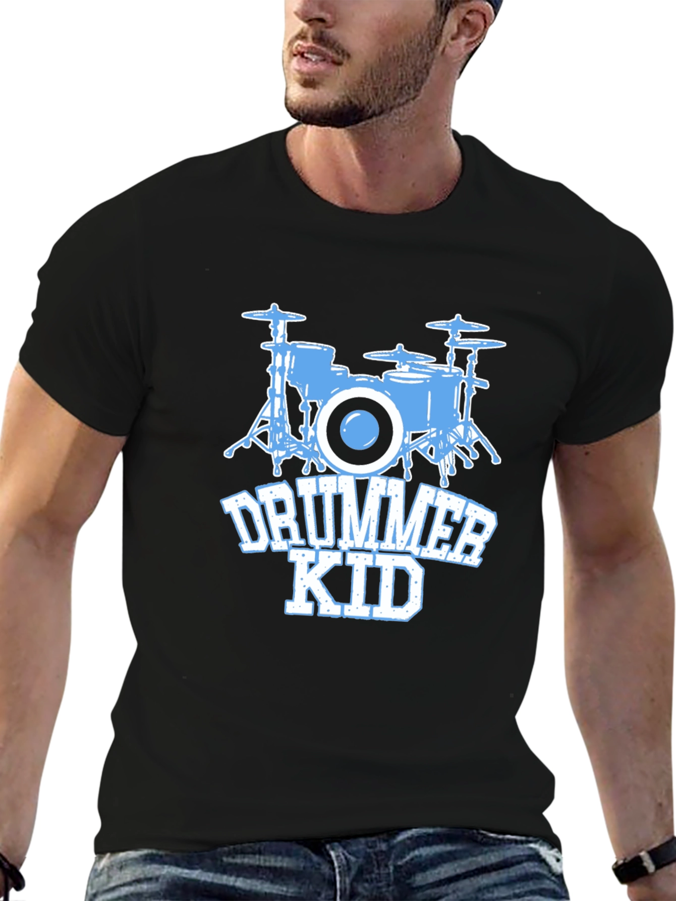 Drummer Kid T-Shirt - Black Cotton Tee