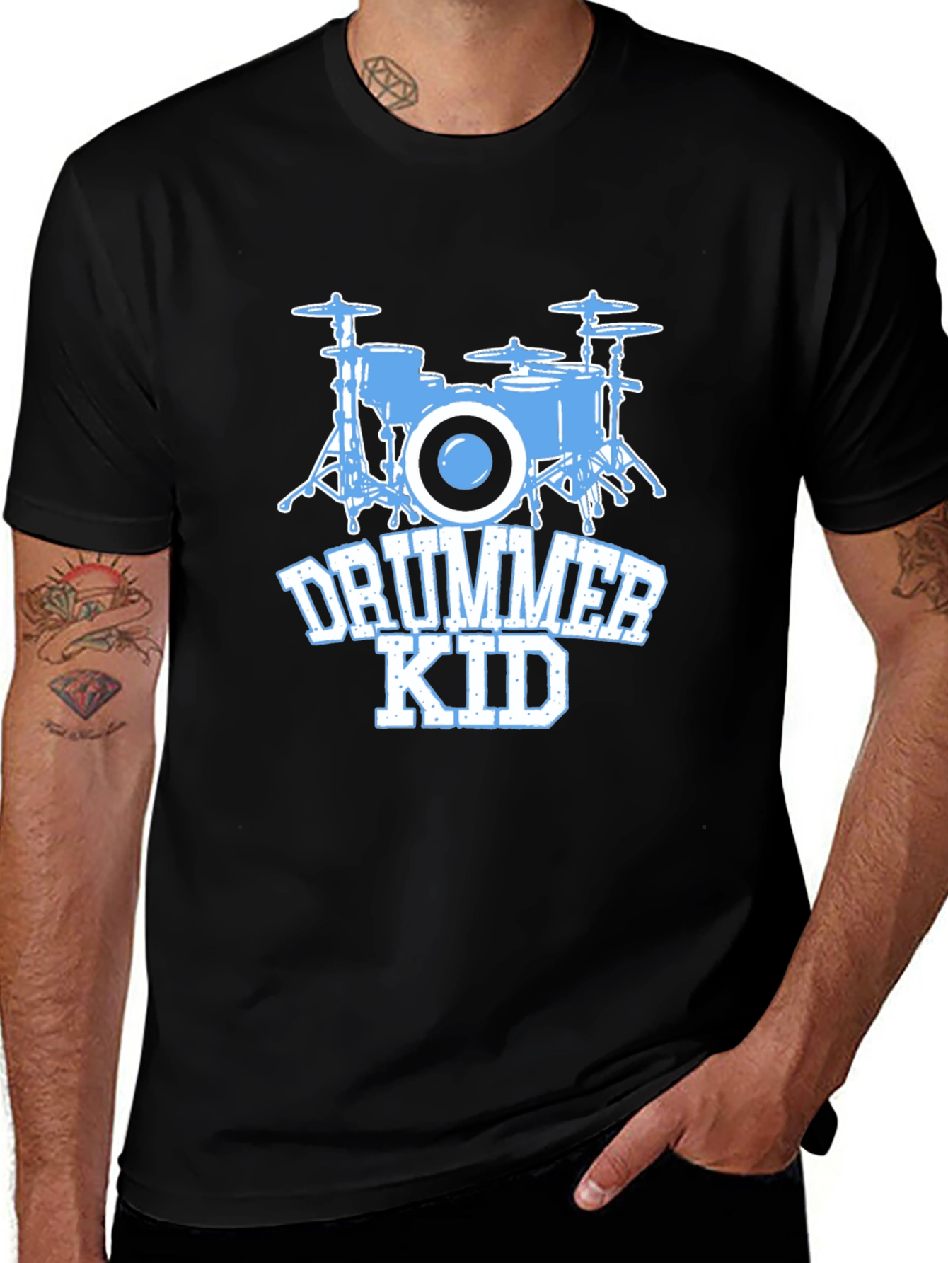Drummer Kid T-Shirt - Black Cotton Tee