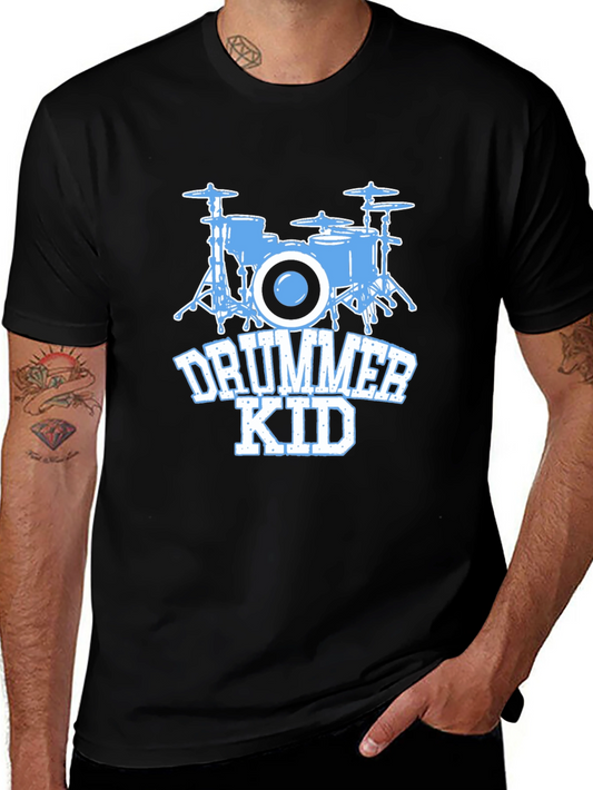 Drummer Kid T-Shirt - Black Cotton Tee