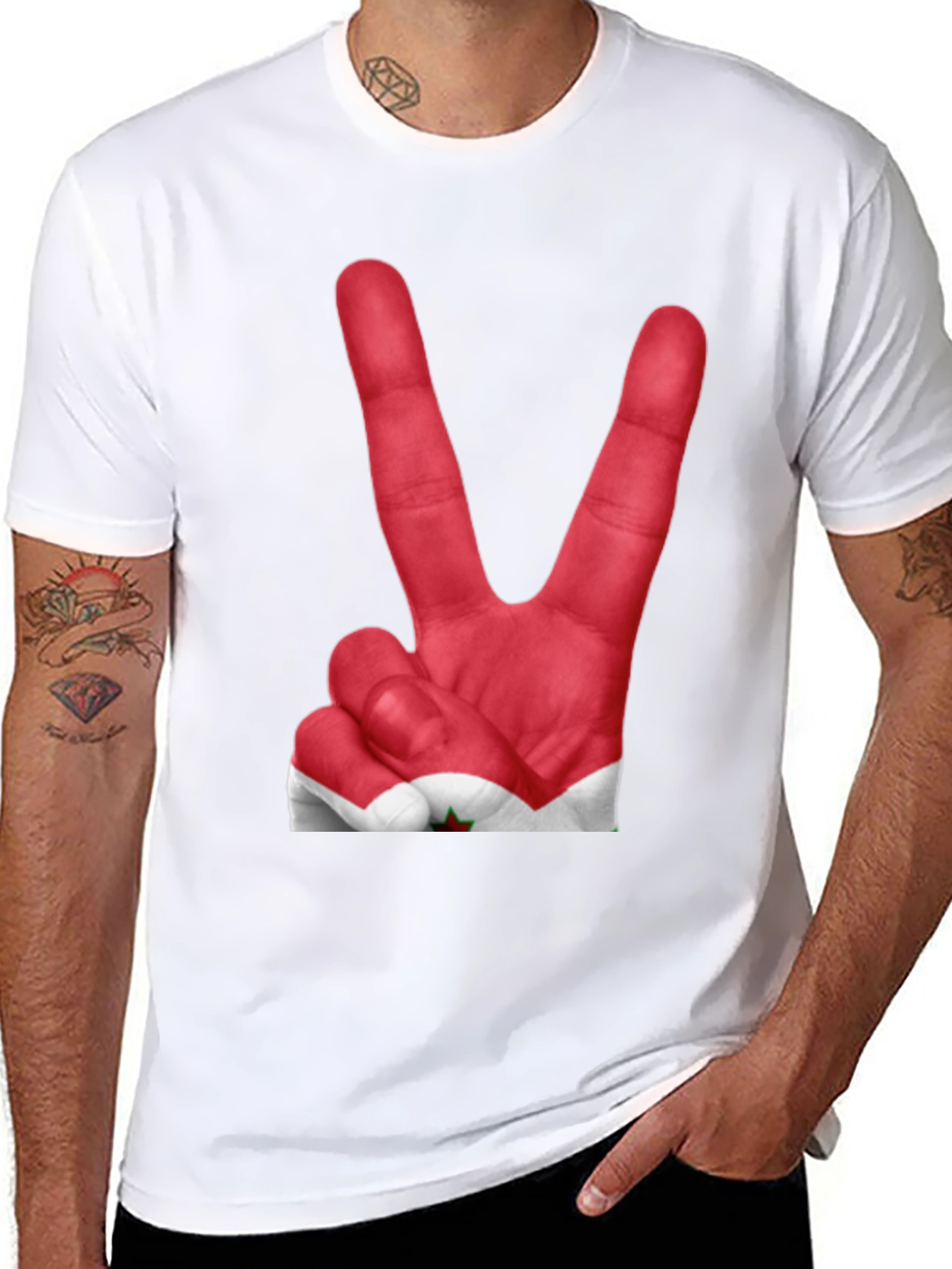 Peace Sign Hand Print T-Shirt - Unique Graphic Tee