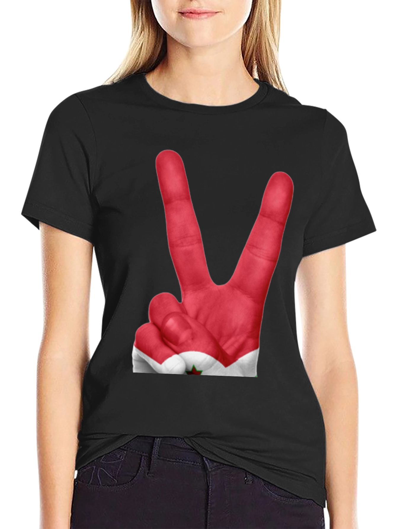 Peace Sign Hand Print T-Shirt - Unique Graphic Tee