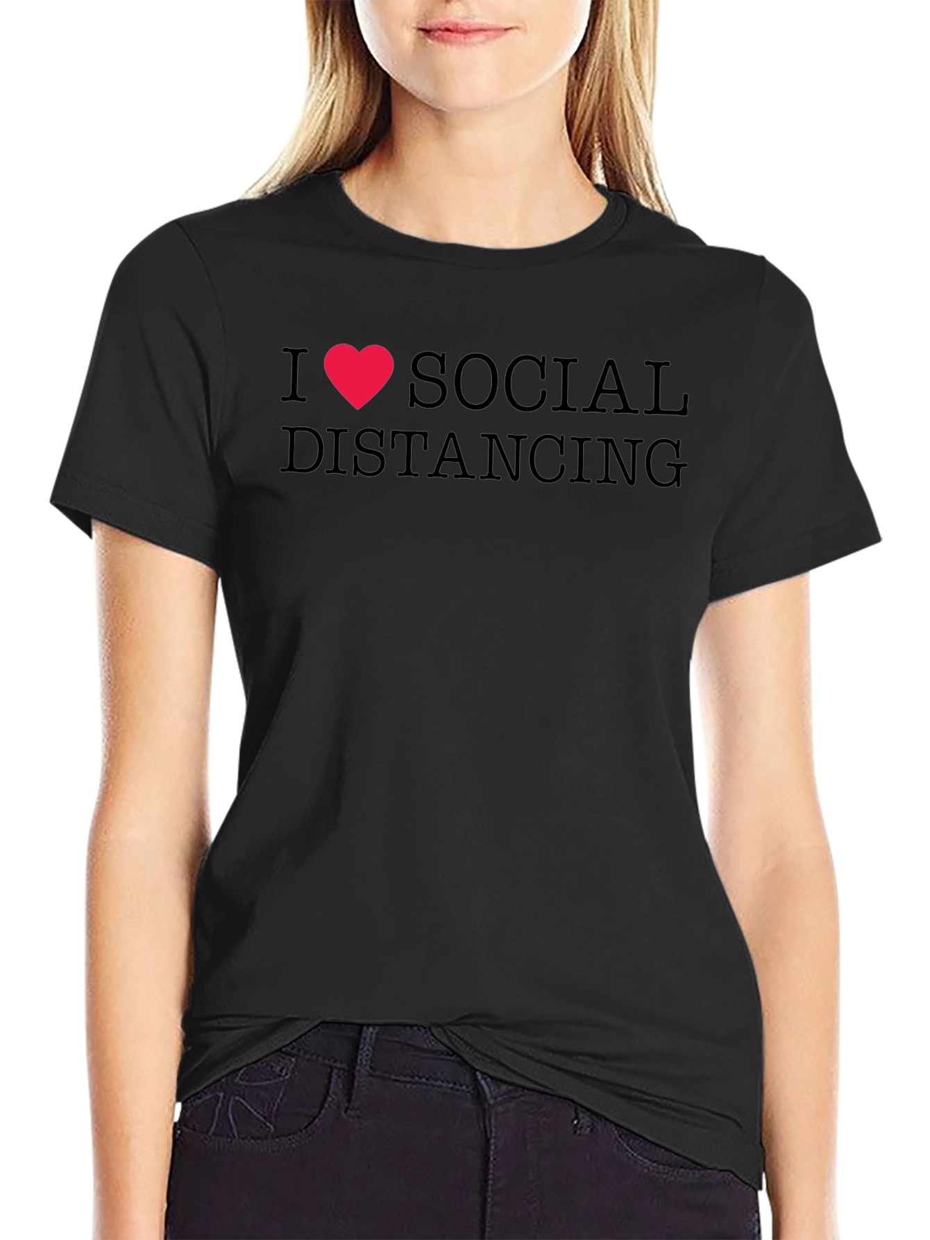 I Heart Social Distancing Black T-Shirt