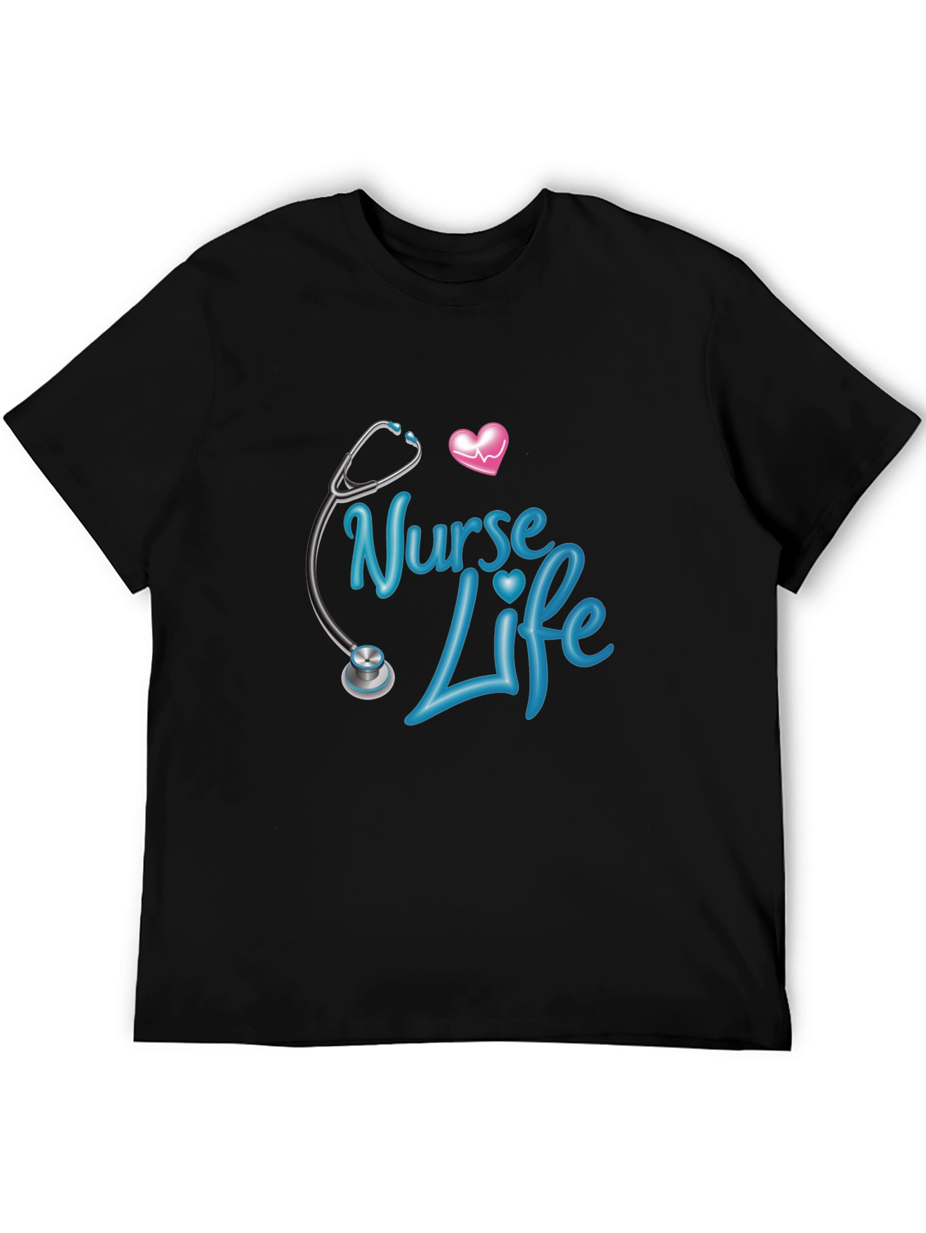 Nurse Life Graphic Tee - Black Crew Neck Shirt