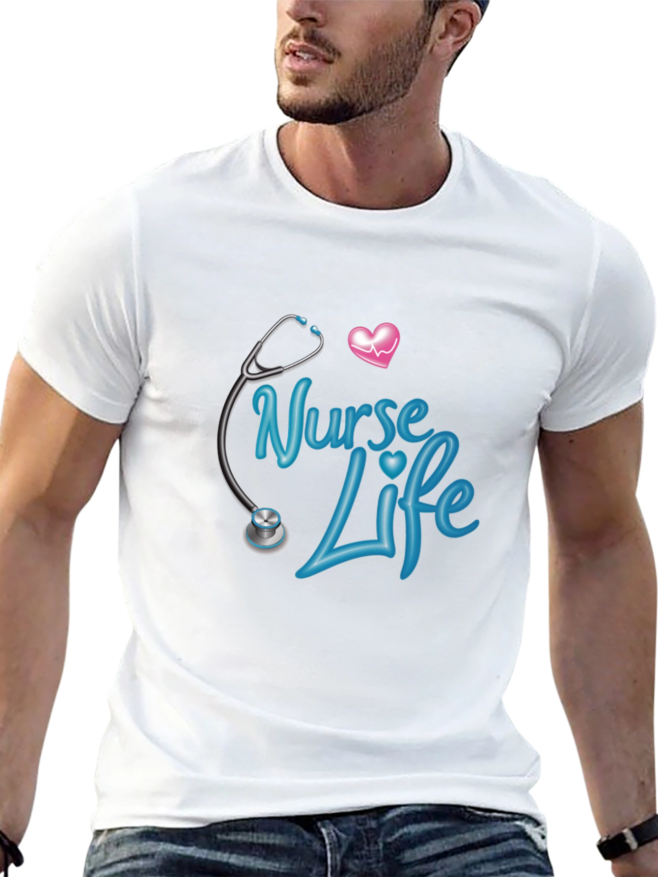 Nurse Life Graphic Tee - Black Crew Neck Shirt