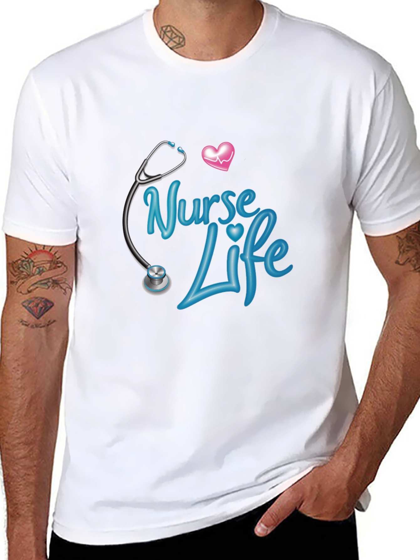 Nurse Life Graphic Tee - Black Crew Neck Shirt