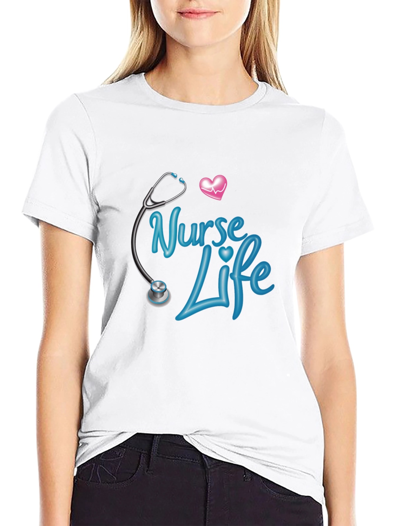 Nurse Life Graphic Tee - Black Crew Neck Shirt
