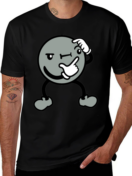 Thinking Face Graphic Black T-Shirt