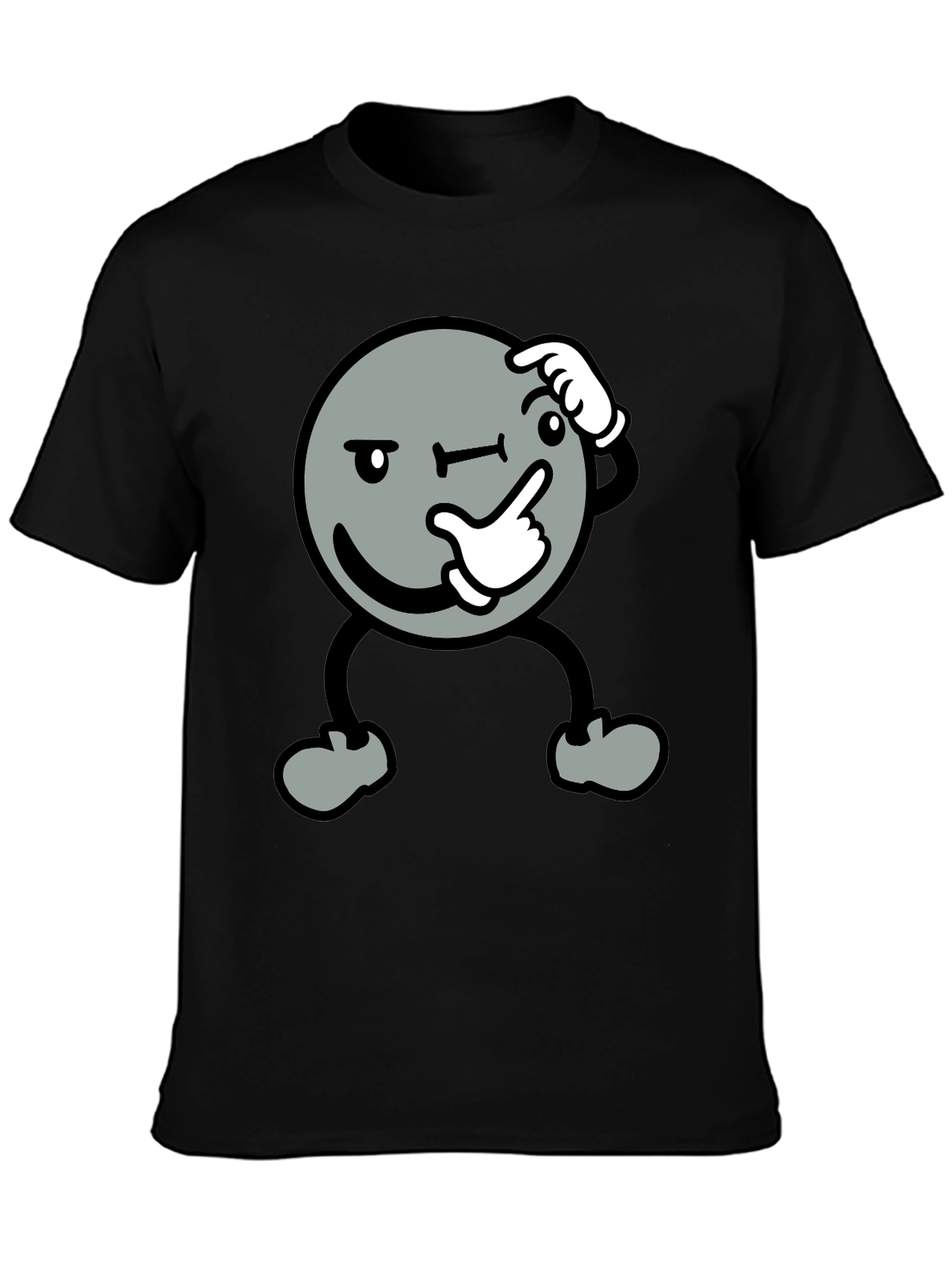Thinking Face Graphic Black T-Shirt
