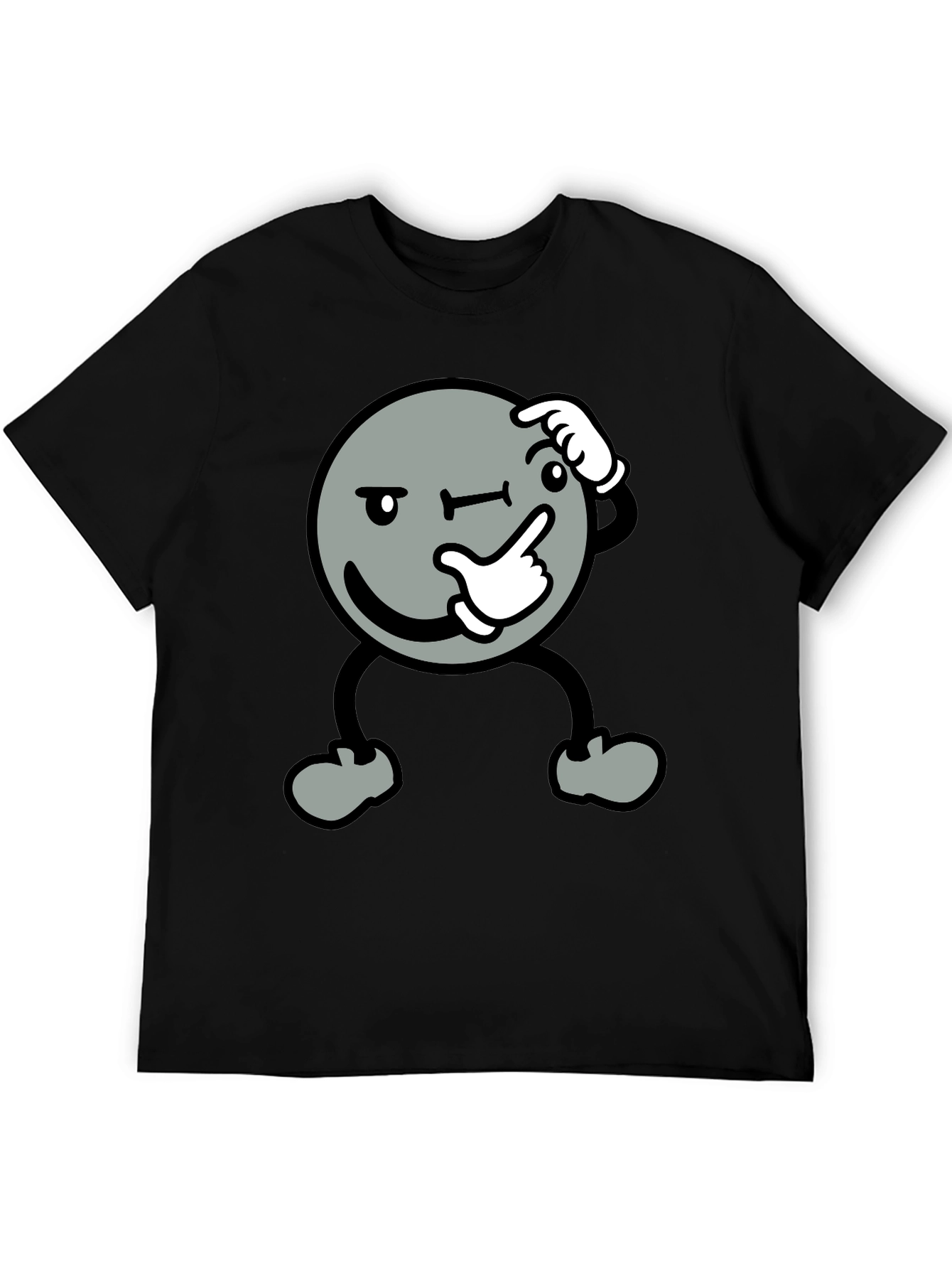 Thinking Face Graphic Black T-Shirt