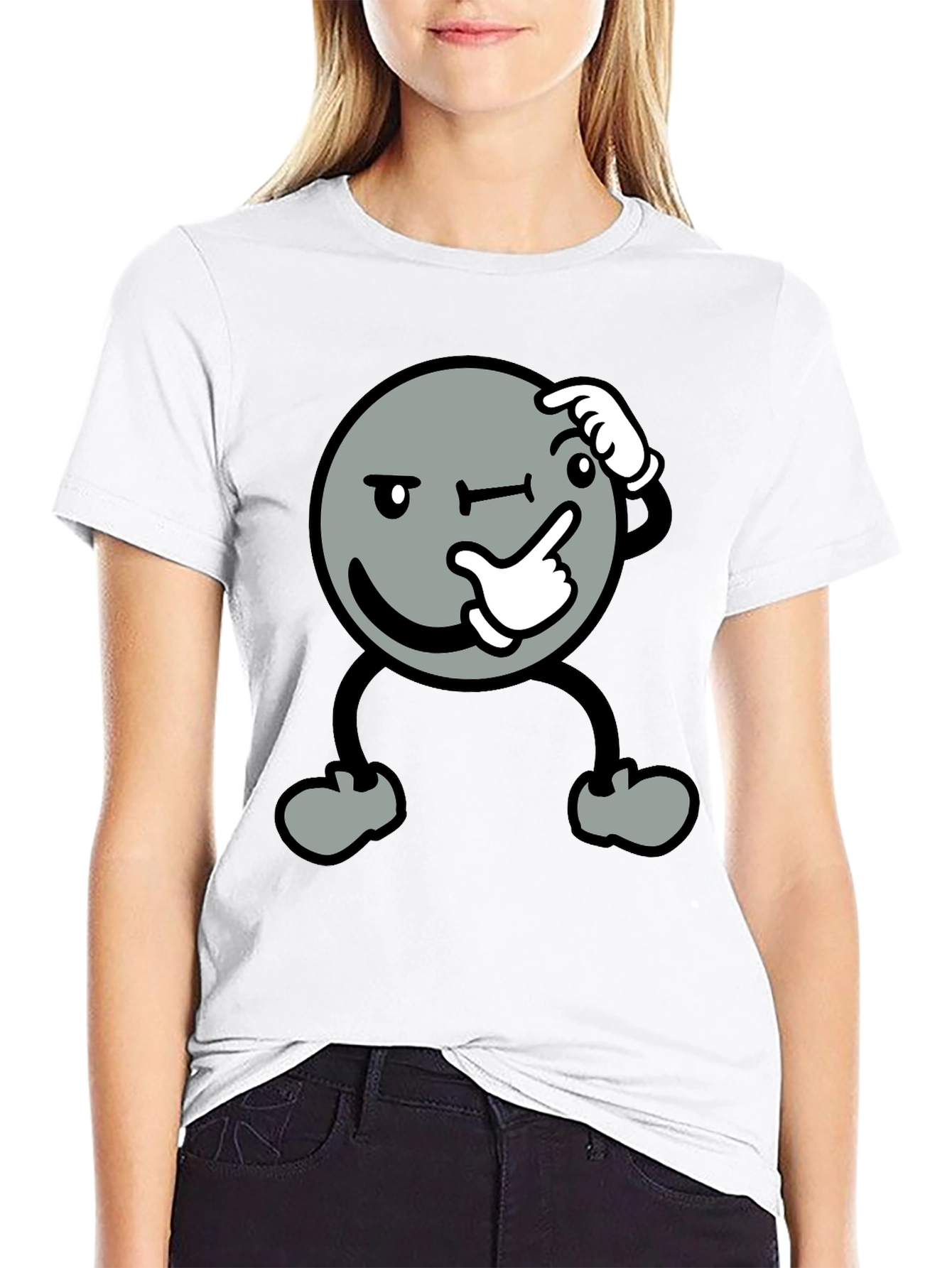 Thinking Face Graphic Black T-Shirt