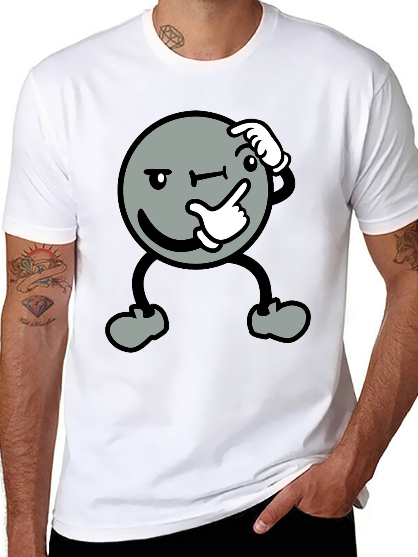 Thinking Face Graphic Black T-Shirt