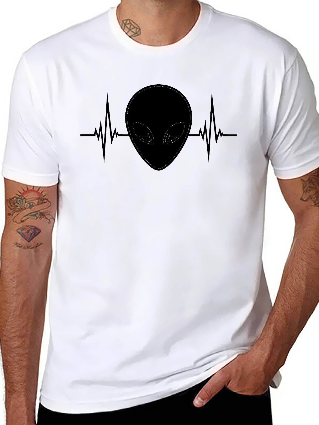 Alien Heartbeat T-Shirt - Black Graphic Tee
