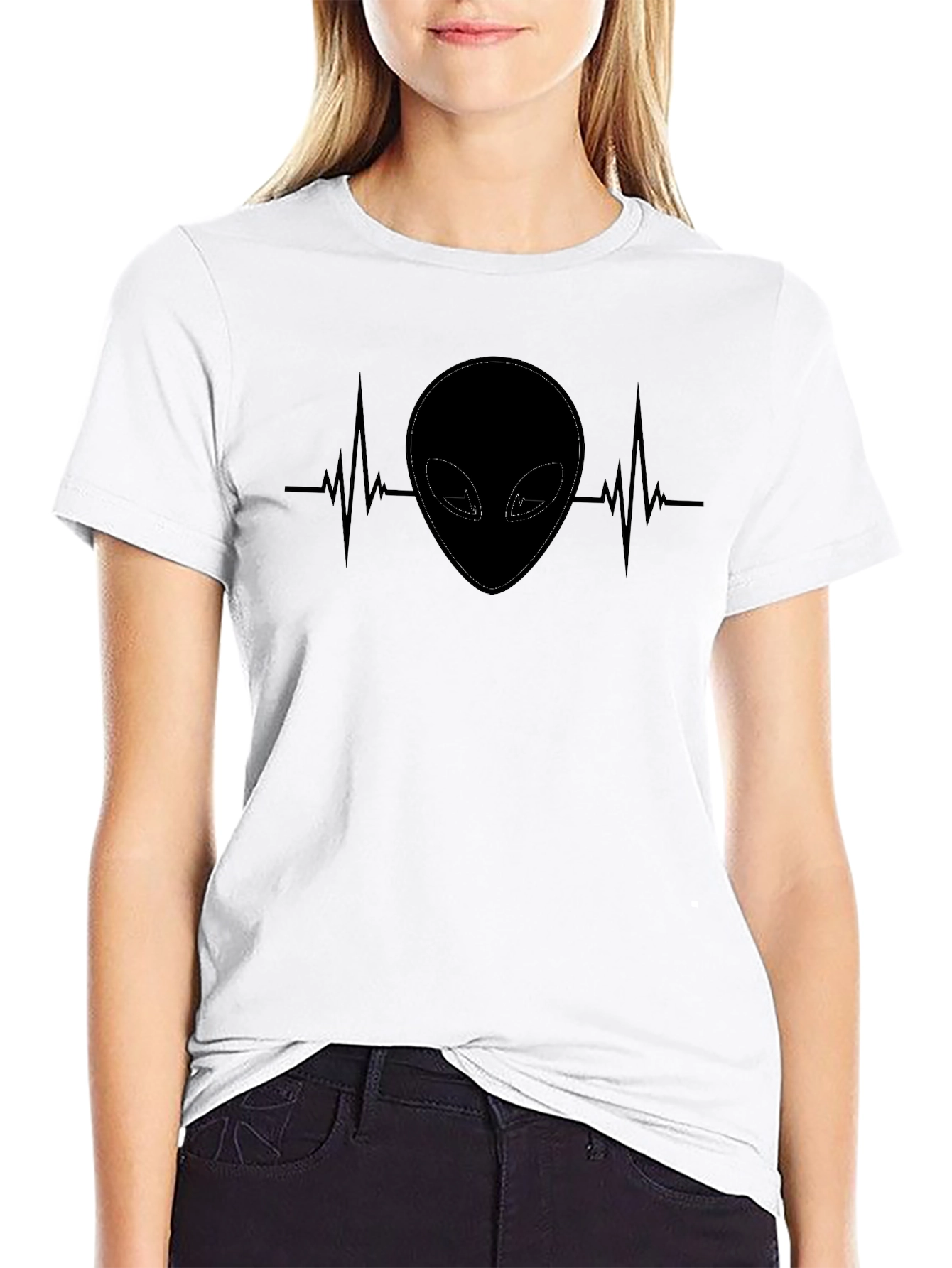Alien Heartbeat T-Shirt - Black Graphic Tee