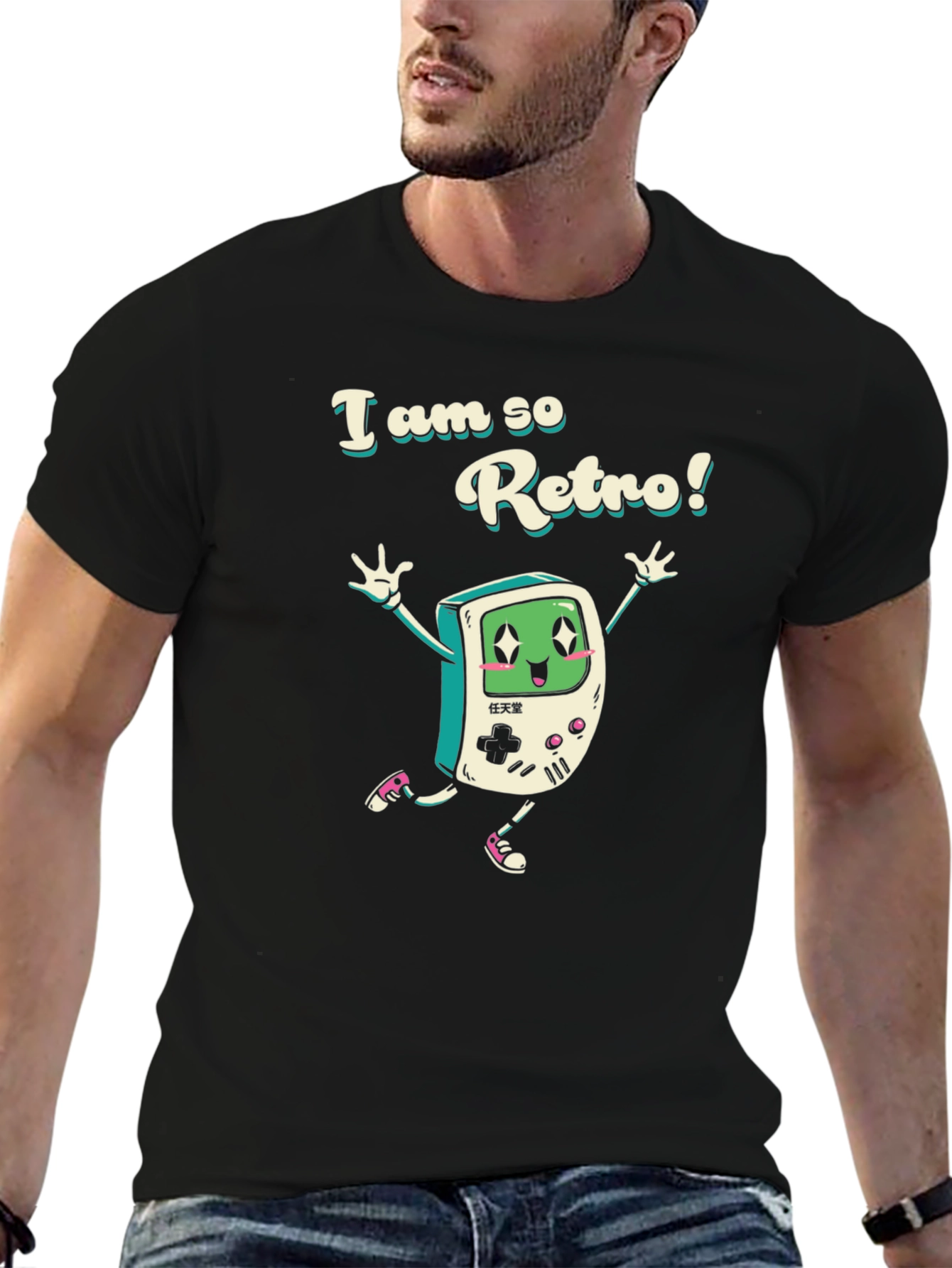 Retro Gamer T-Shirt - Black Cotton Blend
