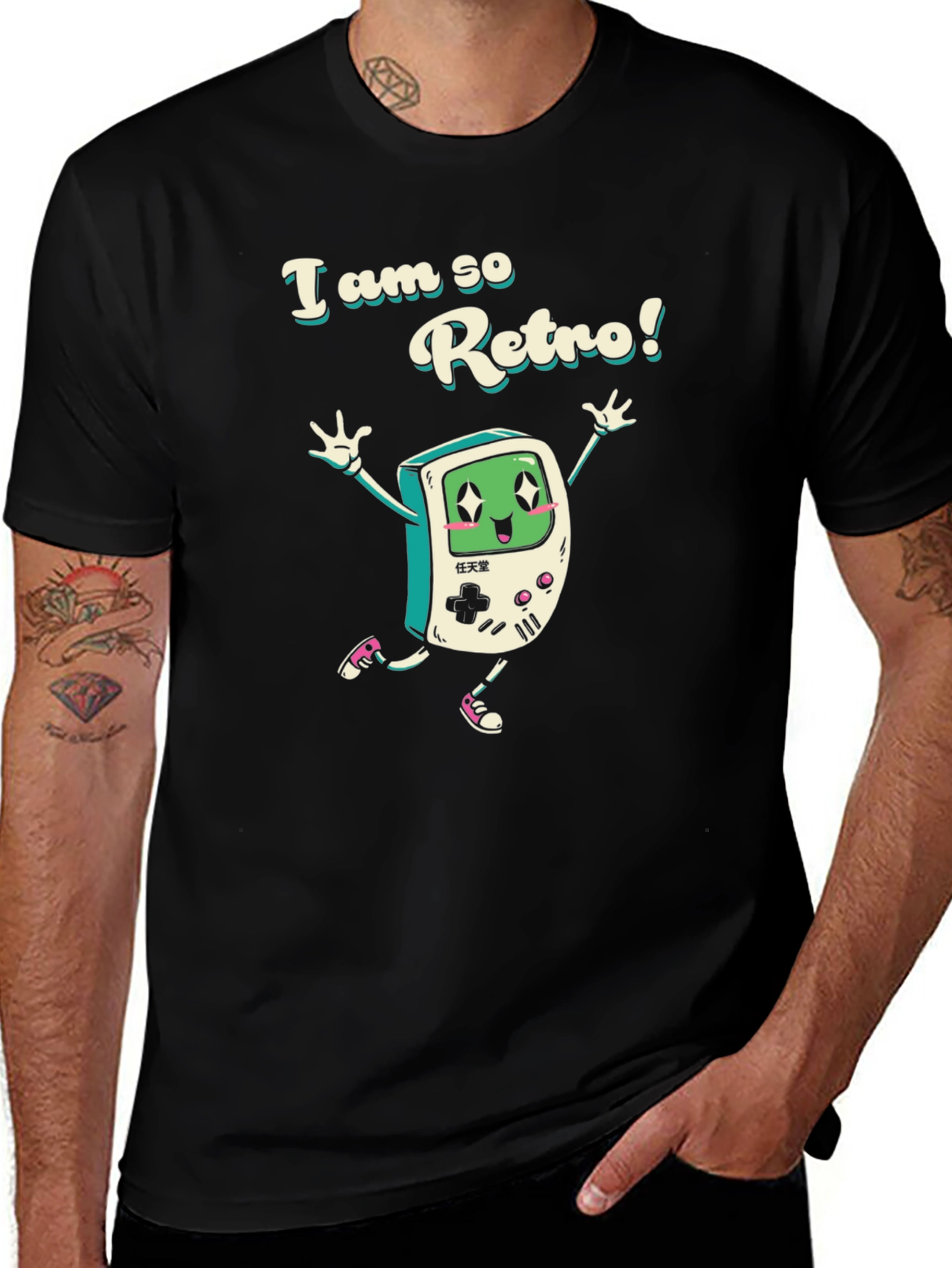 Retro Gamer T-Shirt - Black Cotton Blend