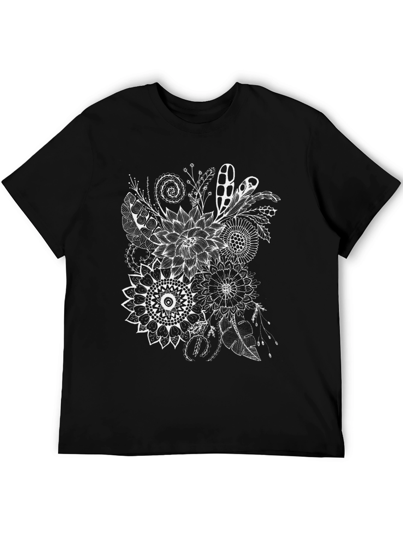 Floral Mandala Graphic Black T-Shirt