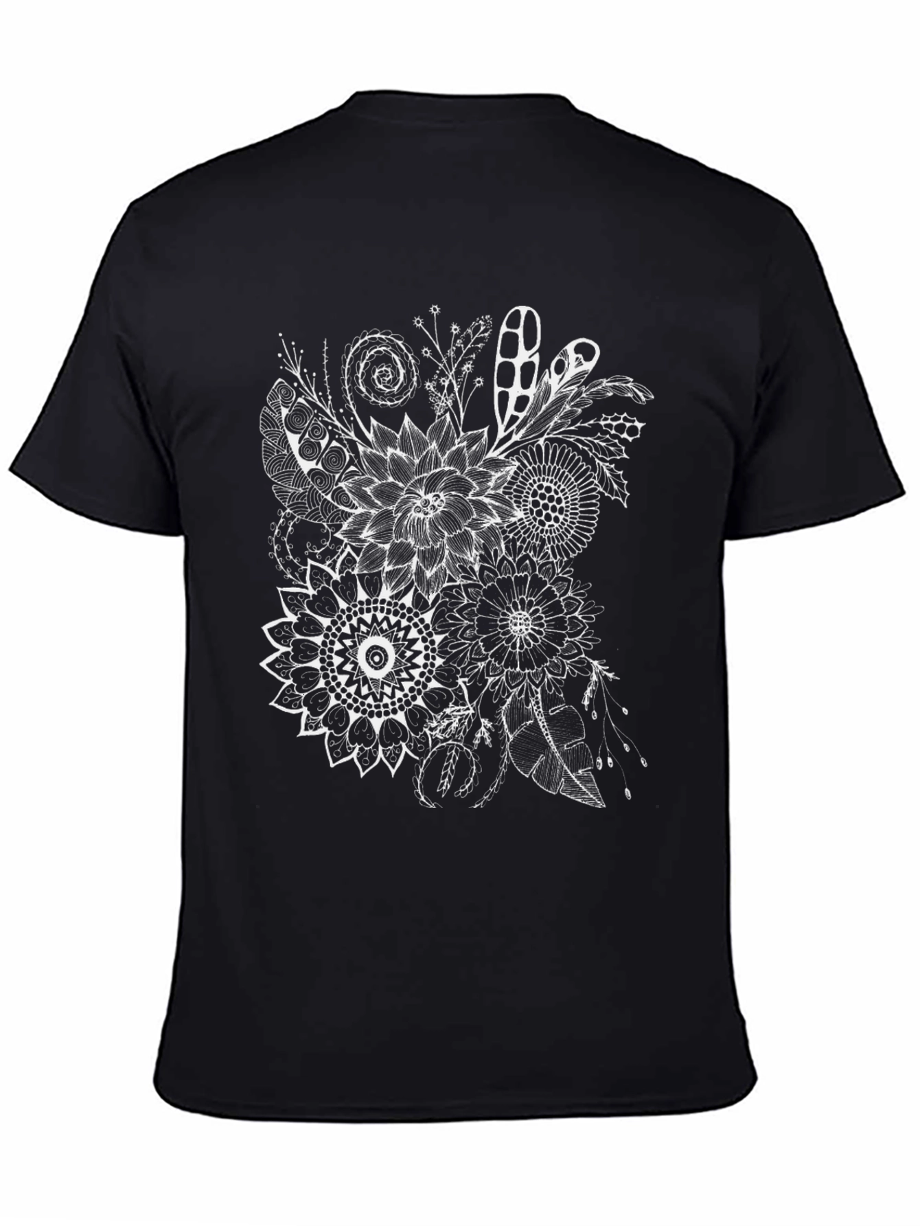Floral Mandala Graphic Black T-Shirt
