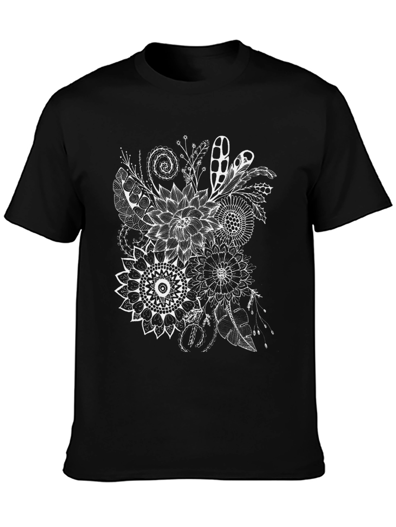 Floral Mandala Graphic Black T-Shirt