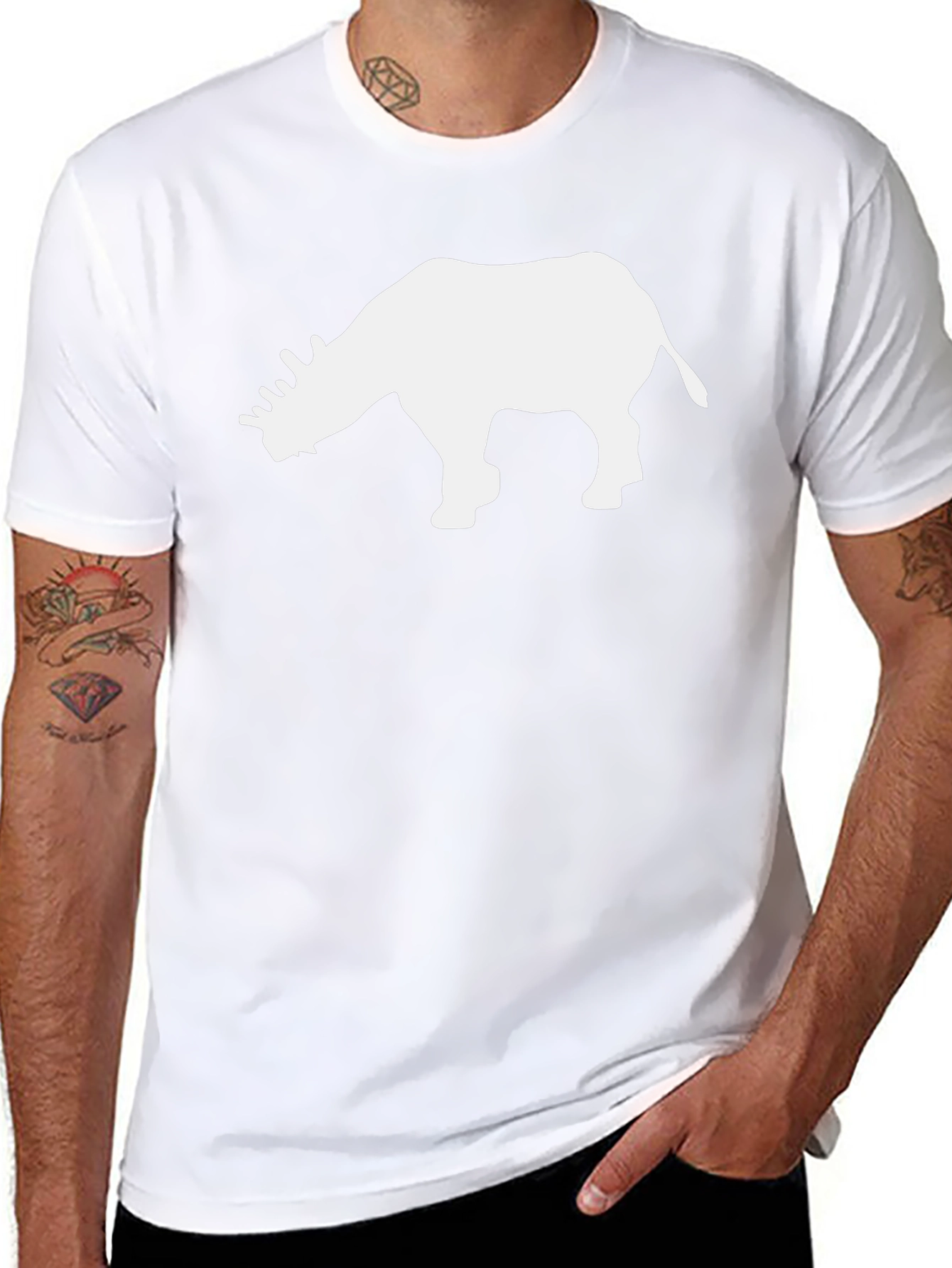 Rhino Graphic Tee - Stylish Black Cotton T-Shirt