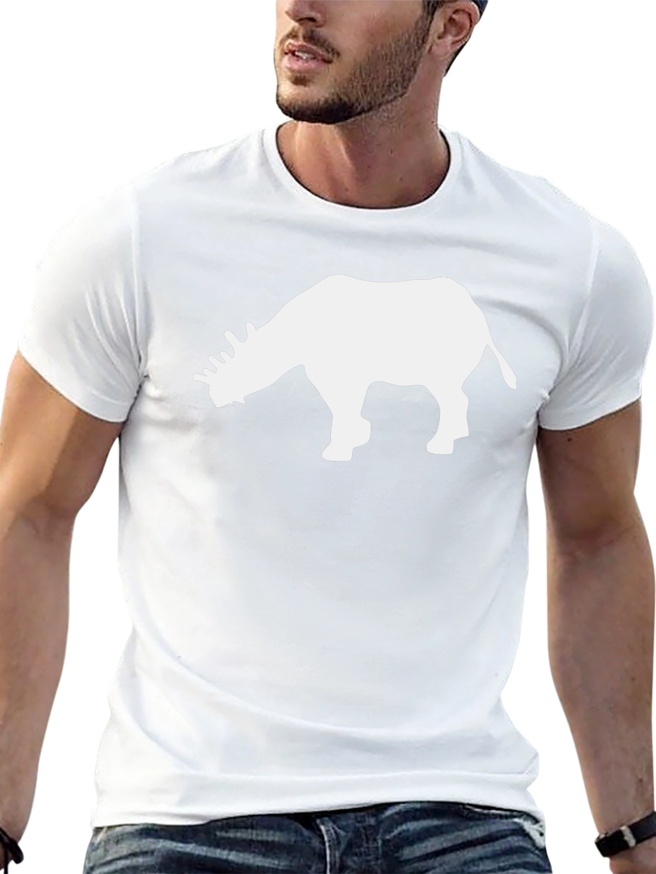 Rhino Graphic Tee - Stylish Black Cotton T-Shirt