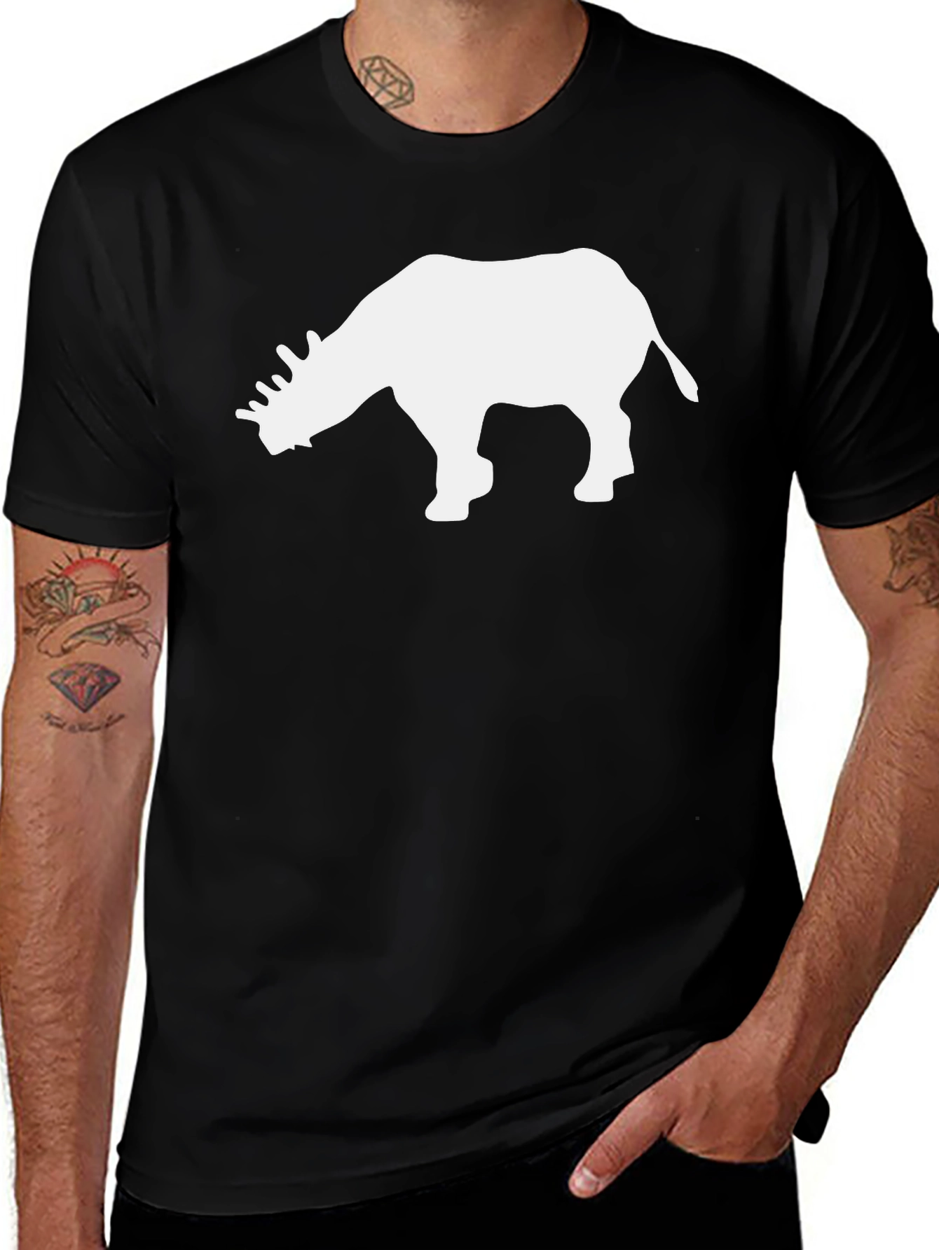 Rhino Graphic Tee - Stylish Black Cotton T-Shirt