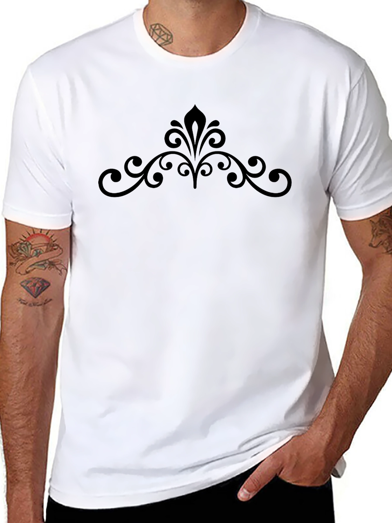 Elegant Scrollwork Black T-Shirt