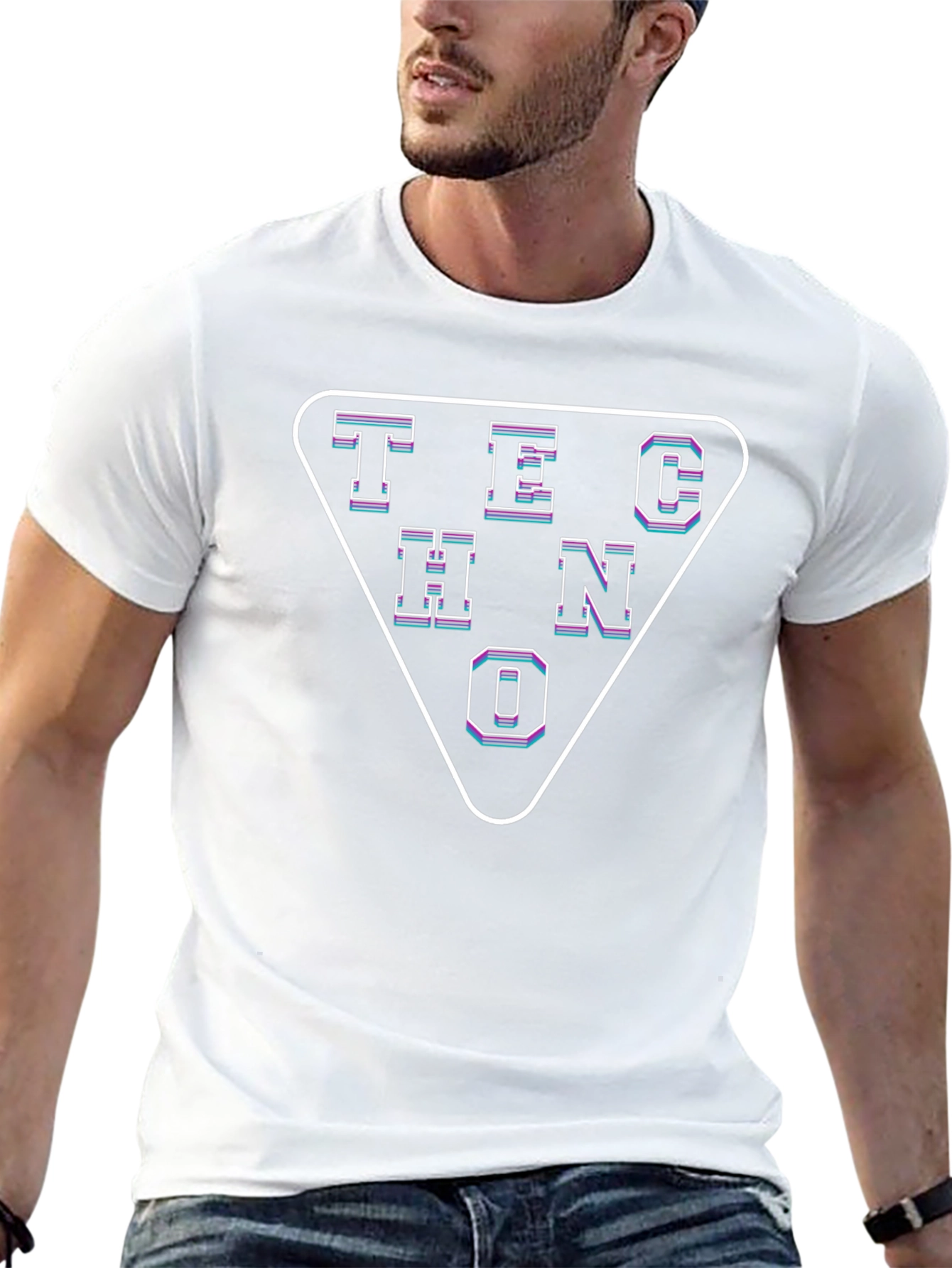Techno Triangle Graphic Tee - Cool Retro Style