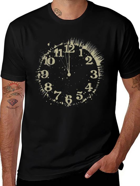 Midnight Clock Graphic Tee - Stylish Black T-Shirt