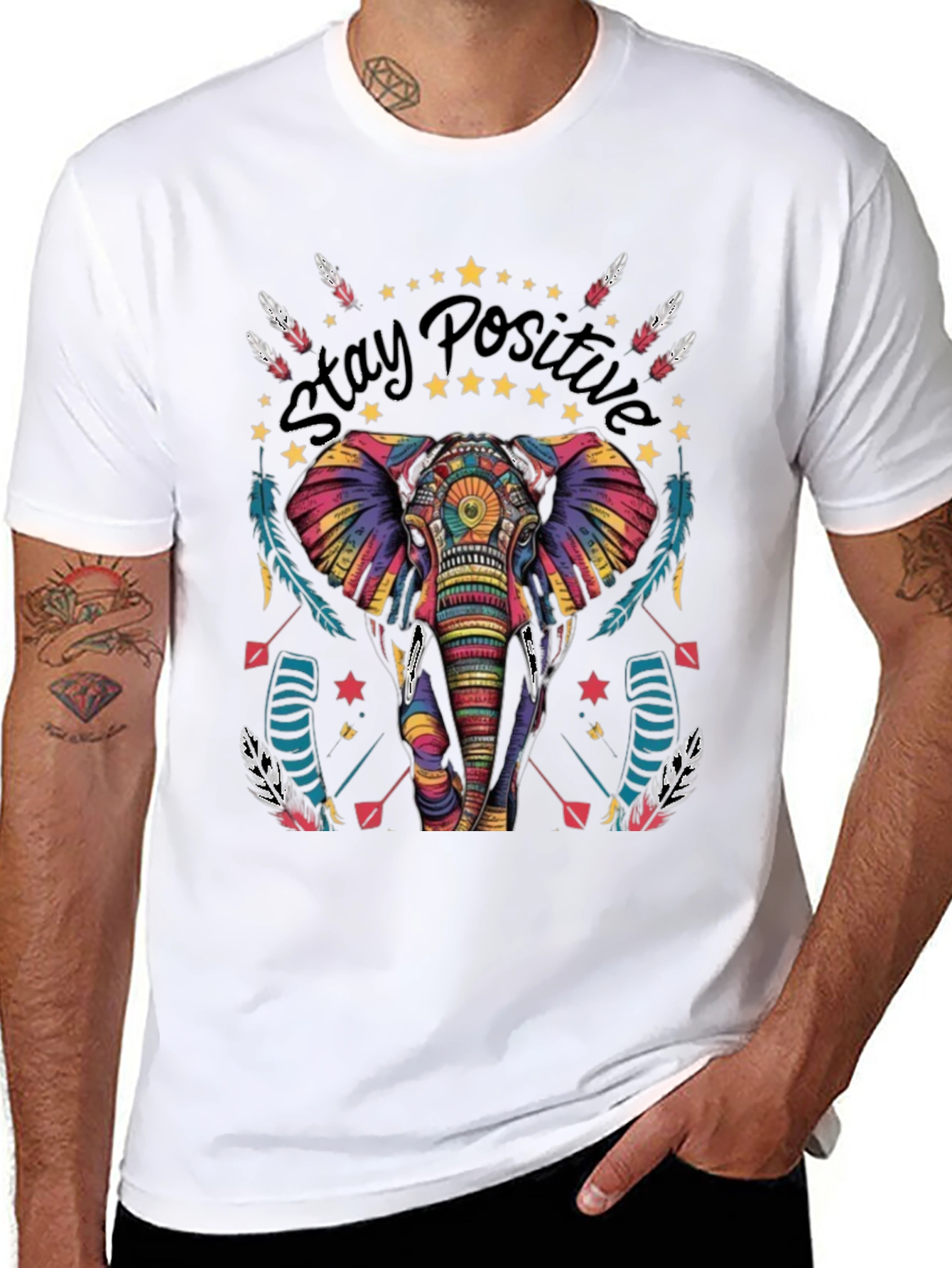 Stay Positive Elephant Graphic Tee