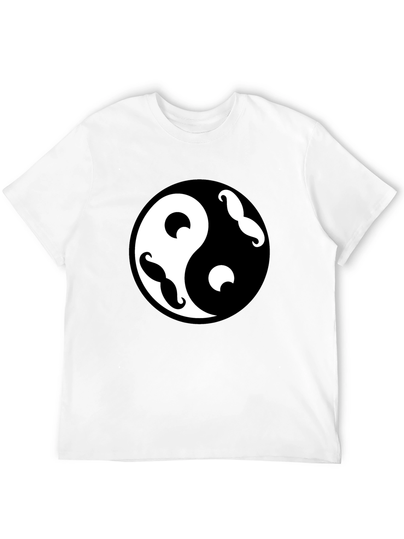 Yin Yang Mustache Graphic Tee - Black Cotton Blend