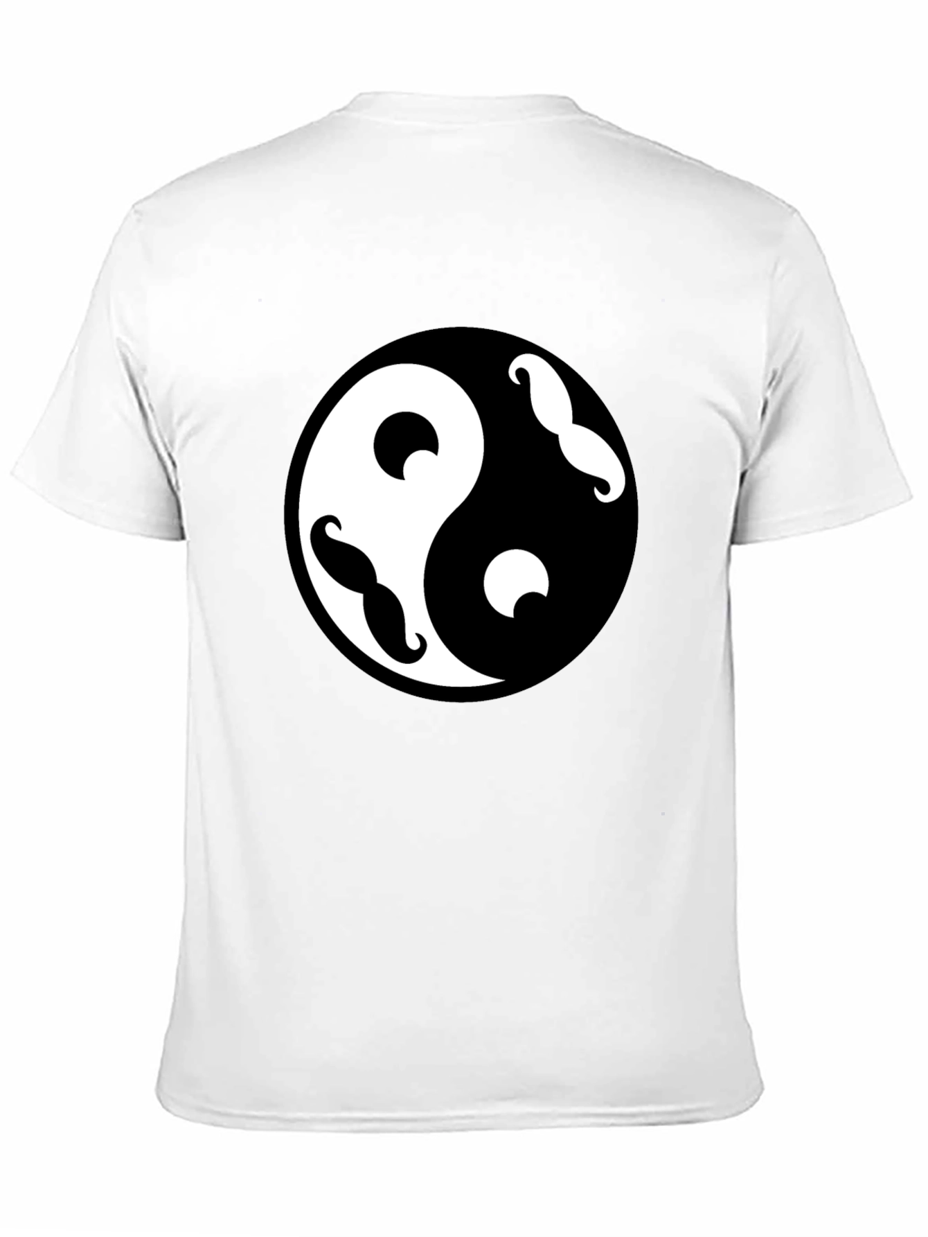 Yin Yang Mustache Graphic Tee - Black Cotton Blend