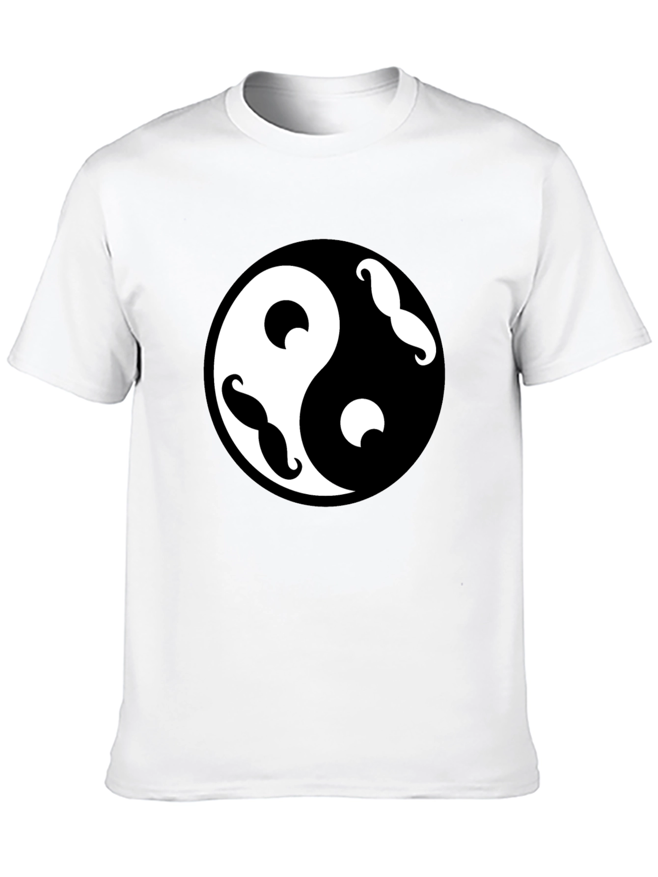 Yin Yang Mustache Graphic Tee - Black Cotton Blend