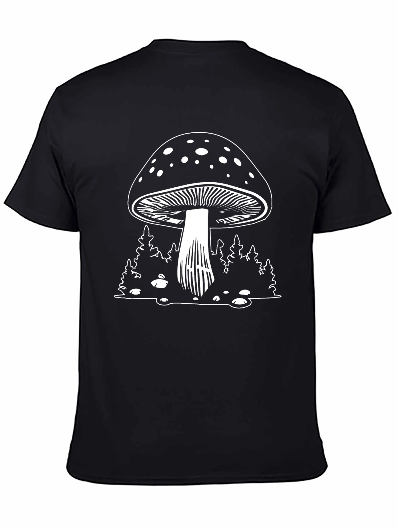 Mushroom Graphic Tee - Black Cotton Shirt