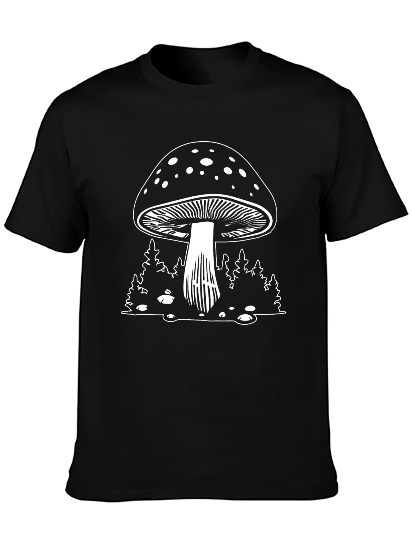 Mushroom Graphic Tee - Black Cotton Shirt
