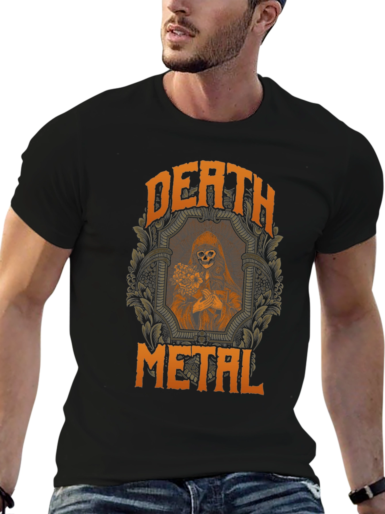 Death Metal Graphic T-Shirt - Grim Reaper Design