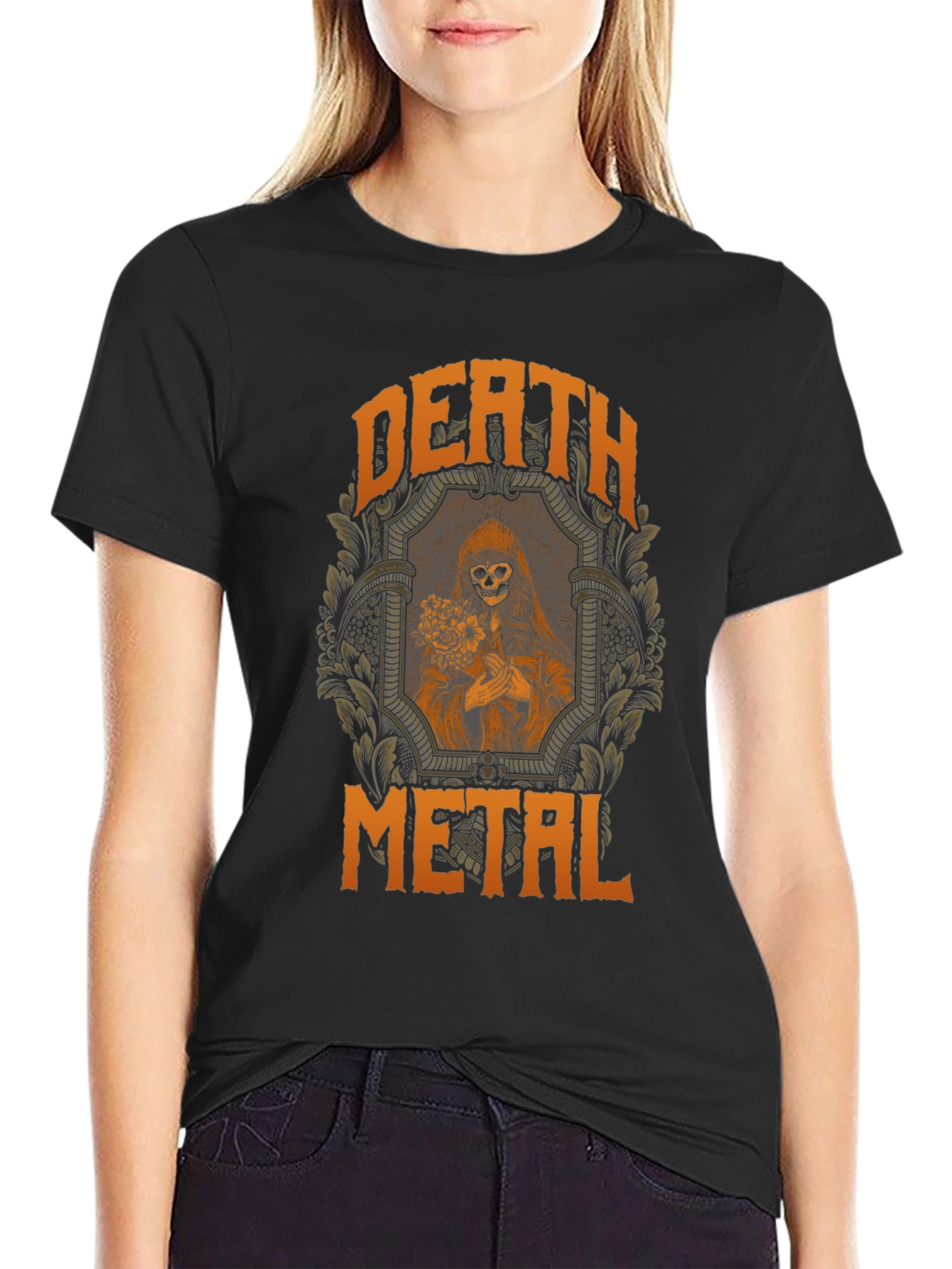 Death Metal Graphic T-Shirt - Grim Reaper Design