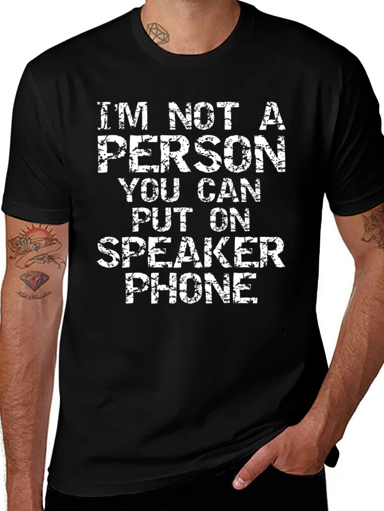 Funny Speaker Phone Graphic Tee - Black