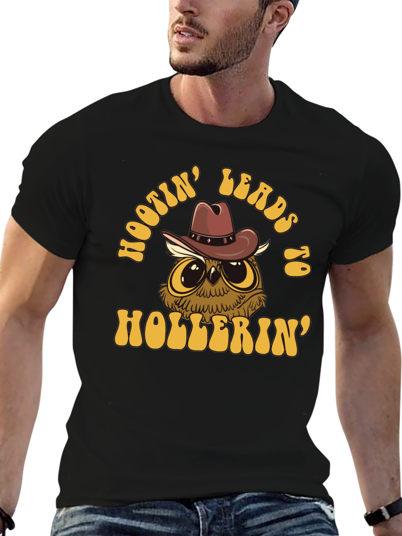 Hootin Leads to Hollerin Owl Graphic T-Shirt
