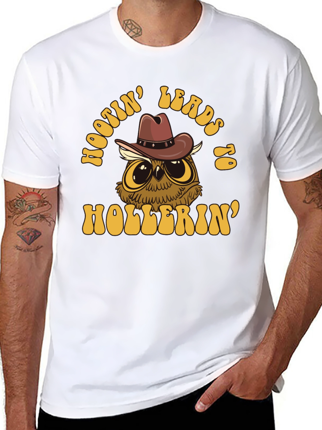 Hootin Leads to Hollerin Owl Graphic T-Shirt