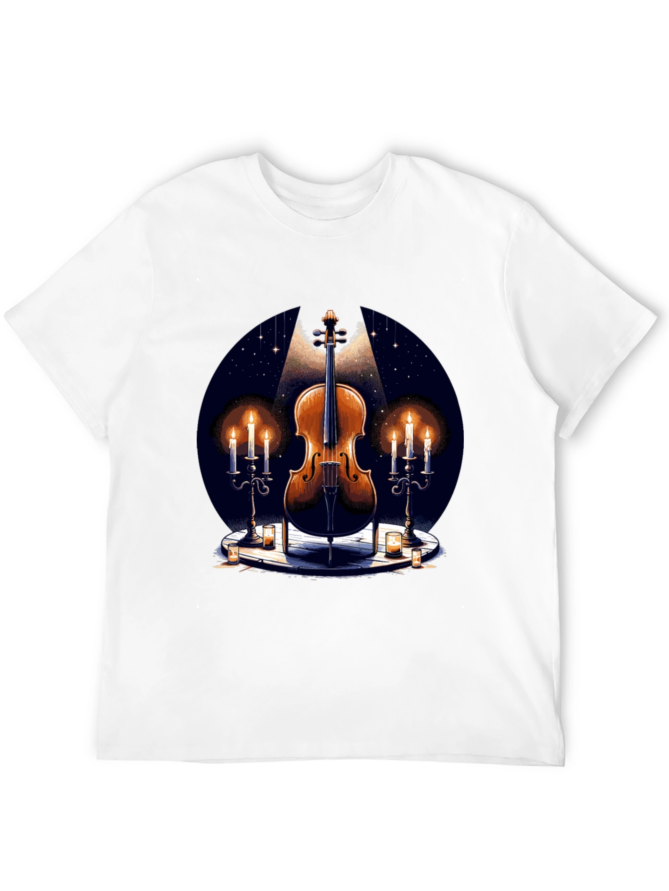 Violin and Candles Graphic T-Shirt