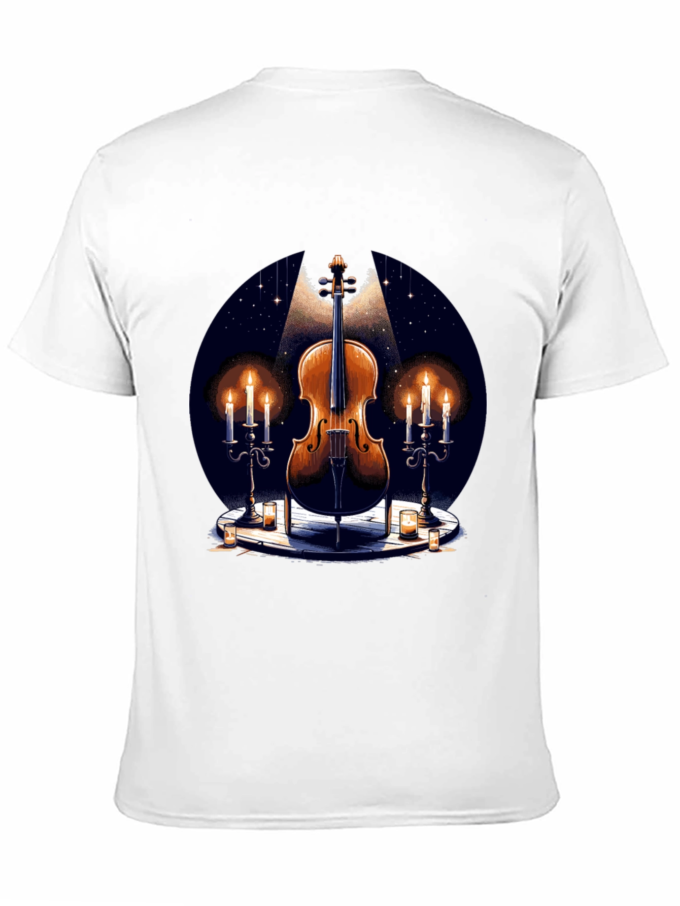 Violin and Candles Graphic T-Shirt