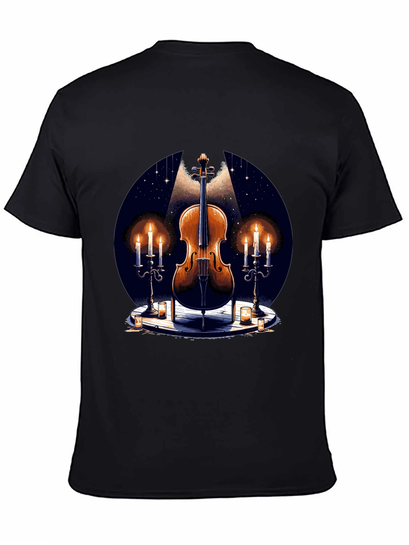 Violin and Candles Graphic T-Shirt