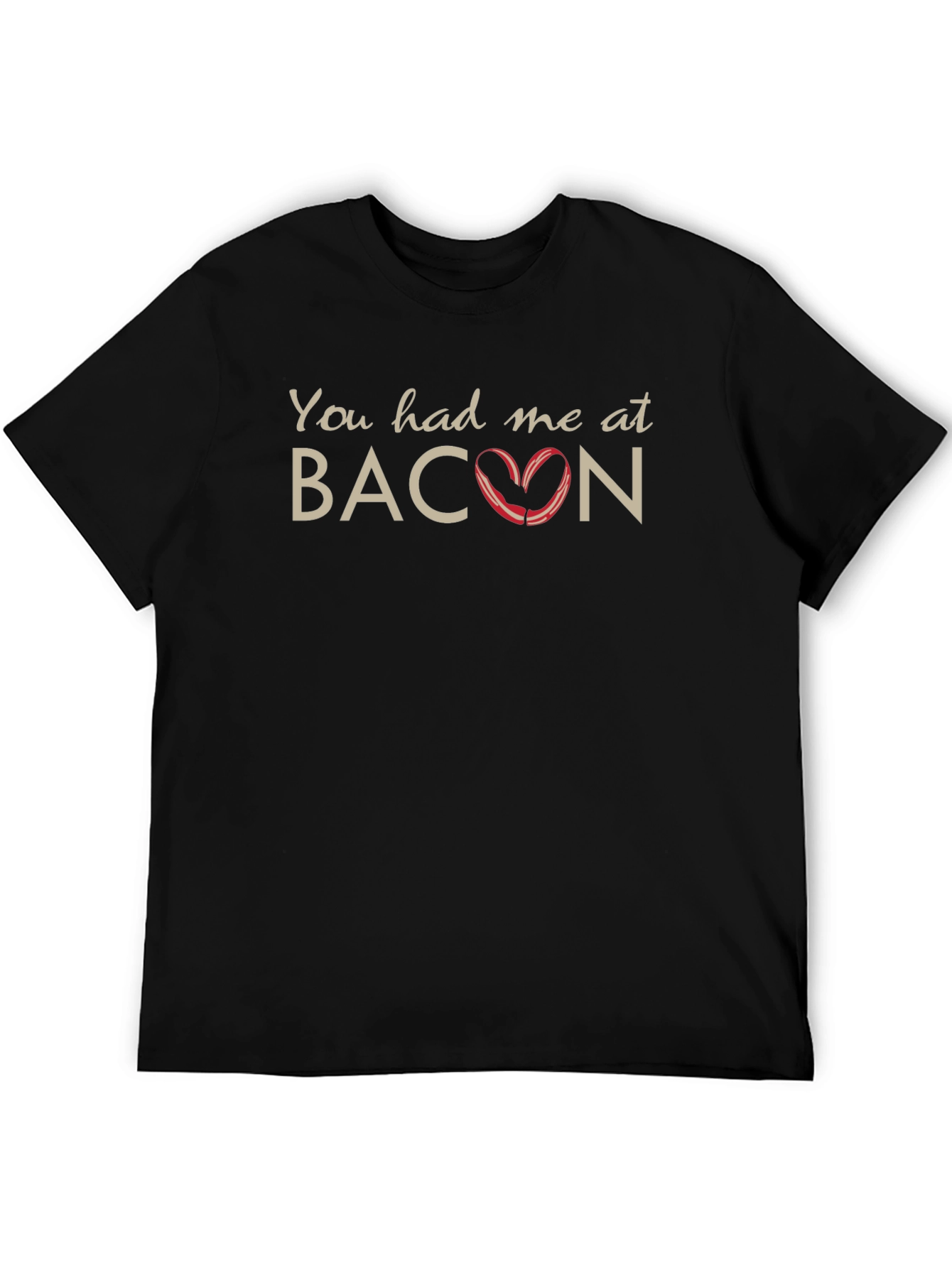 Funny Bacon Heart Graphic Mens T-Shirt