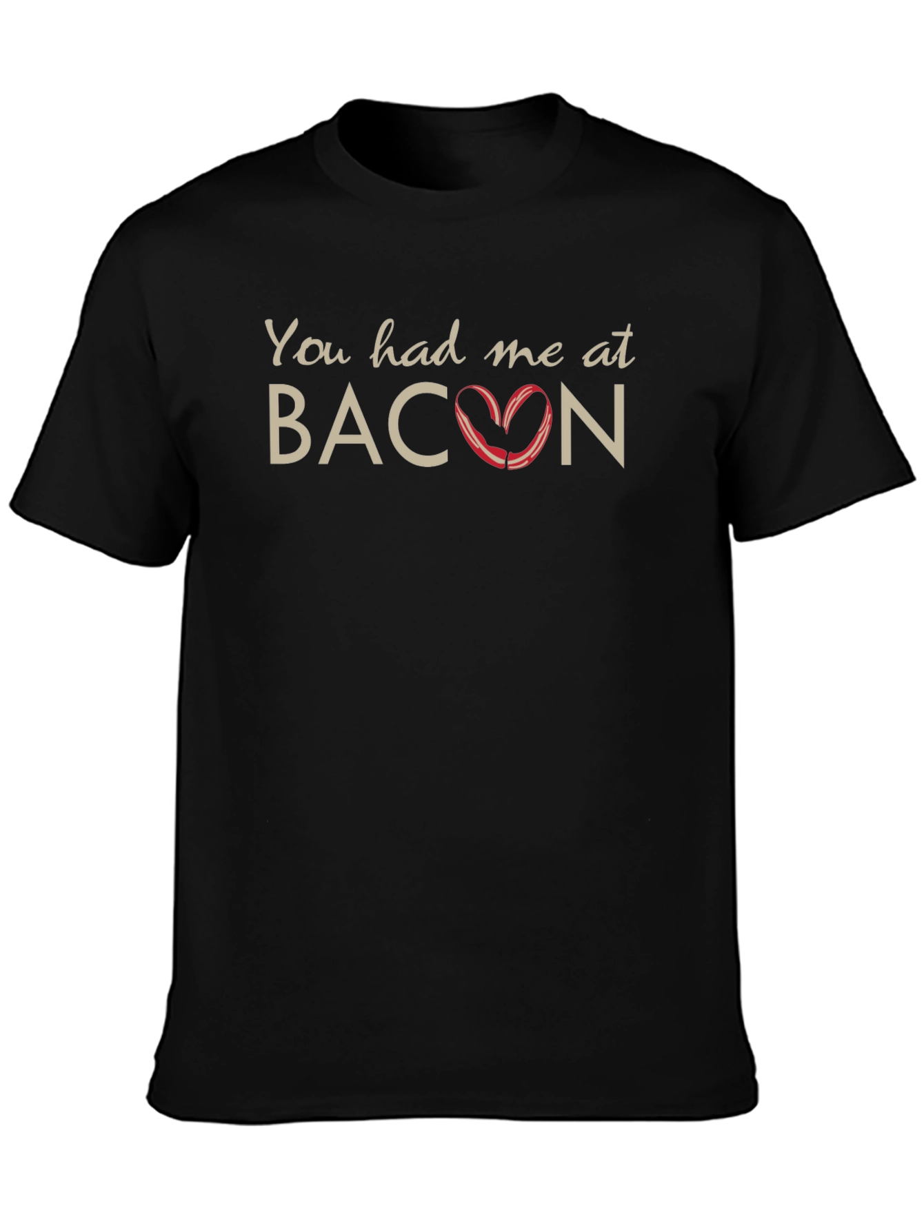 Funny Bacon Heart Graphic Mens T-Shirt