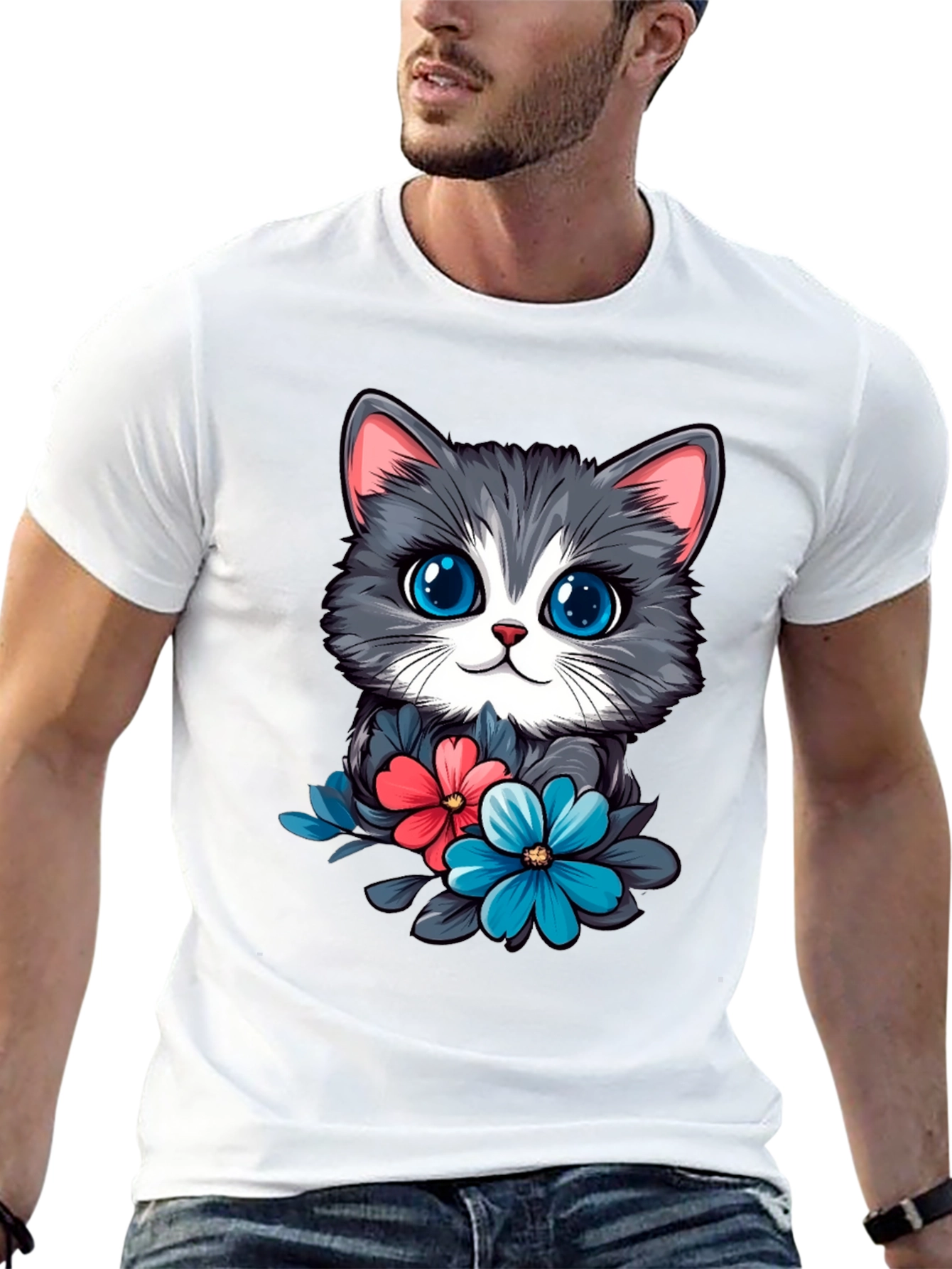 Cat & Floral T-Shirt