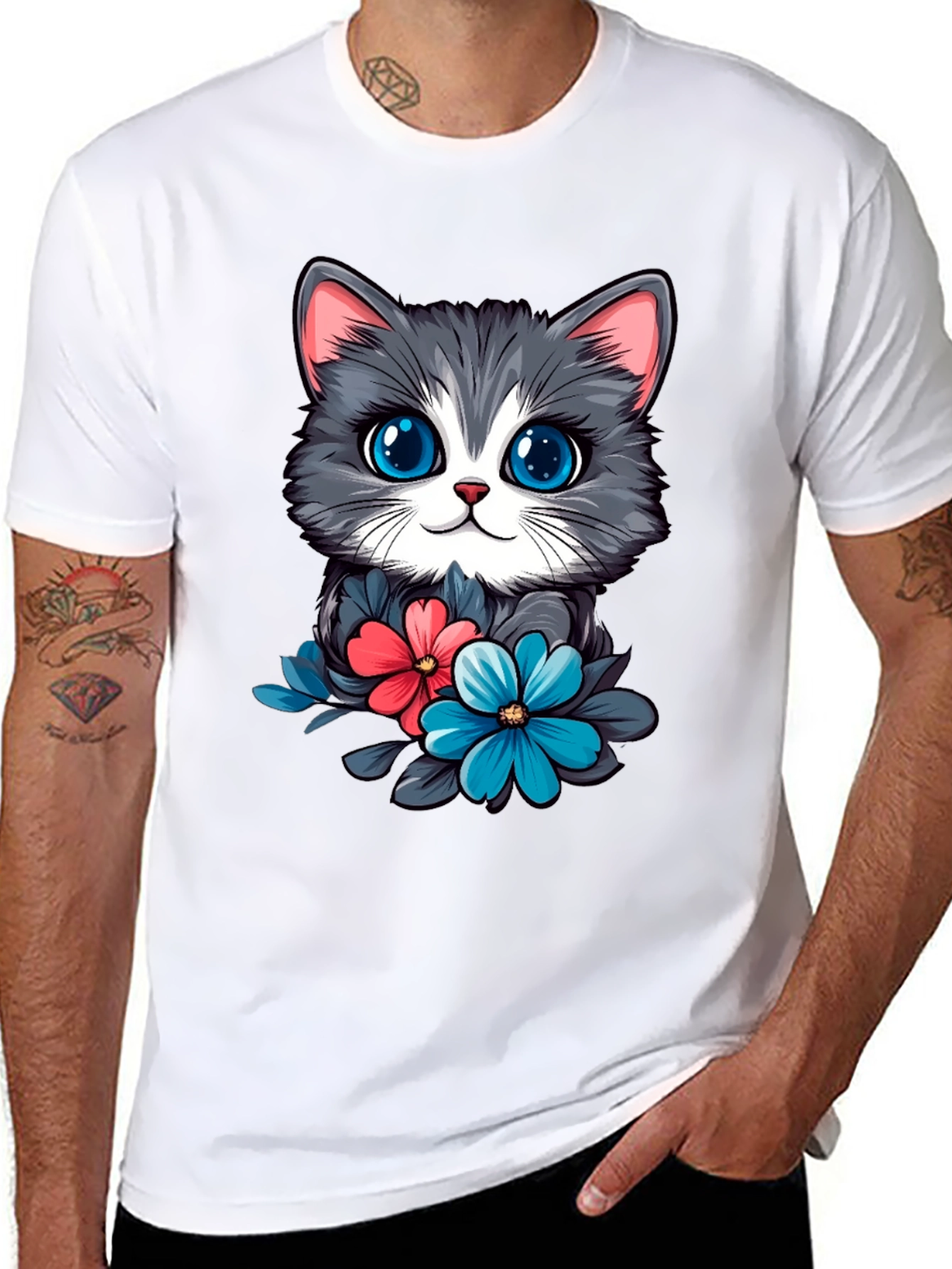 Cat & Floral T-Shirt